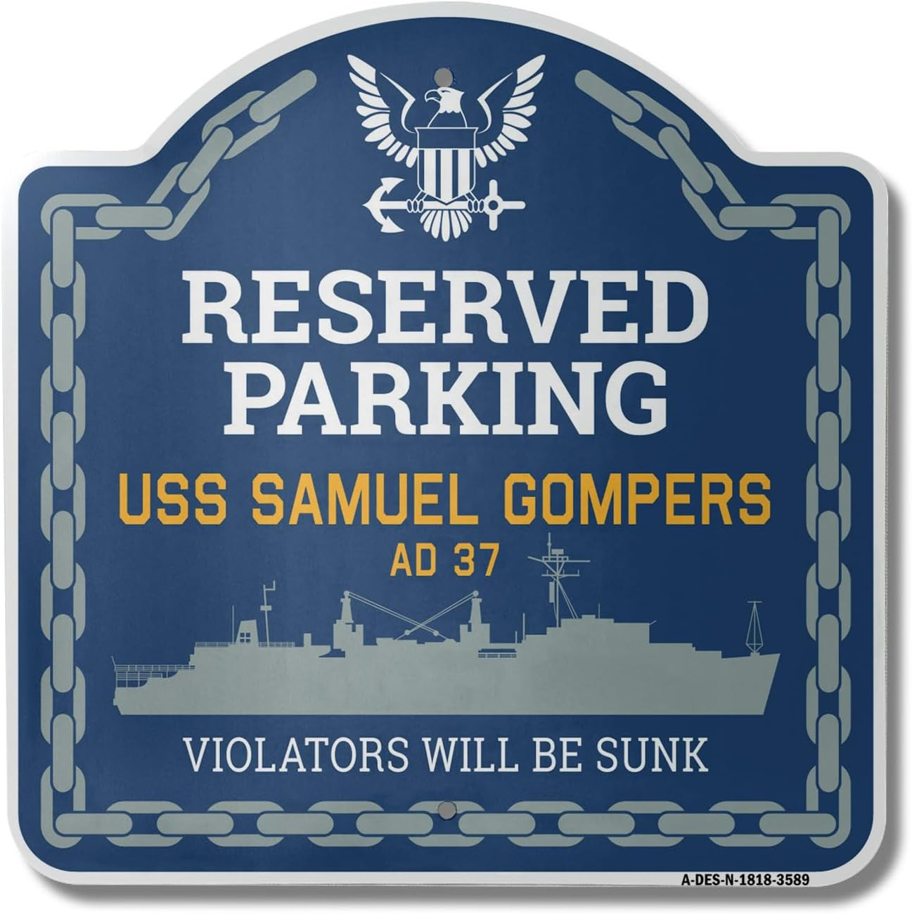 USS Samuel Gompers AD 37 Aluminum Sign | Navy Ship Gift | Made in USA
