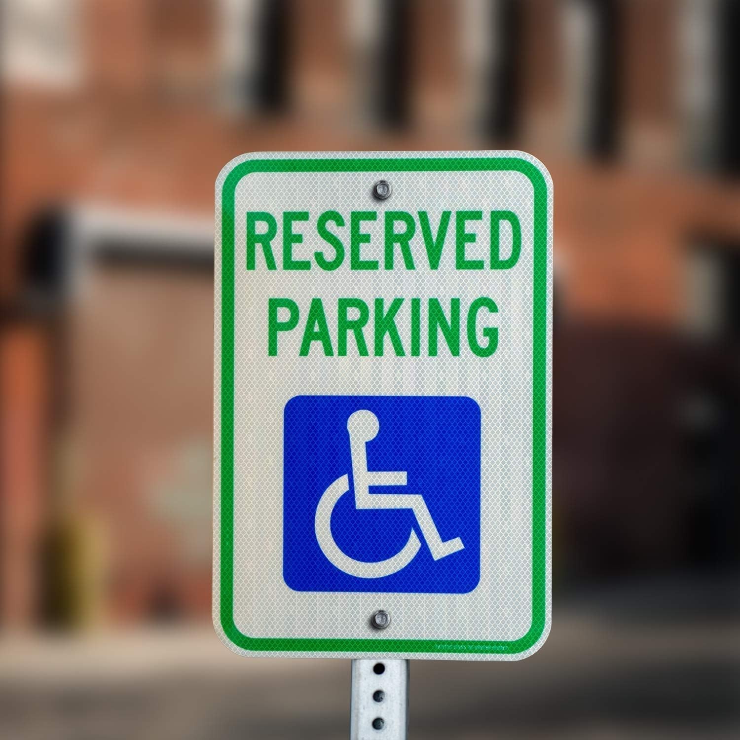 2 Pack Reserved Handicap Parking Sign with Wheelchair Picture, 18 x 12 Engine…