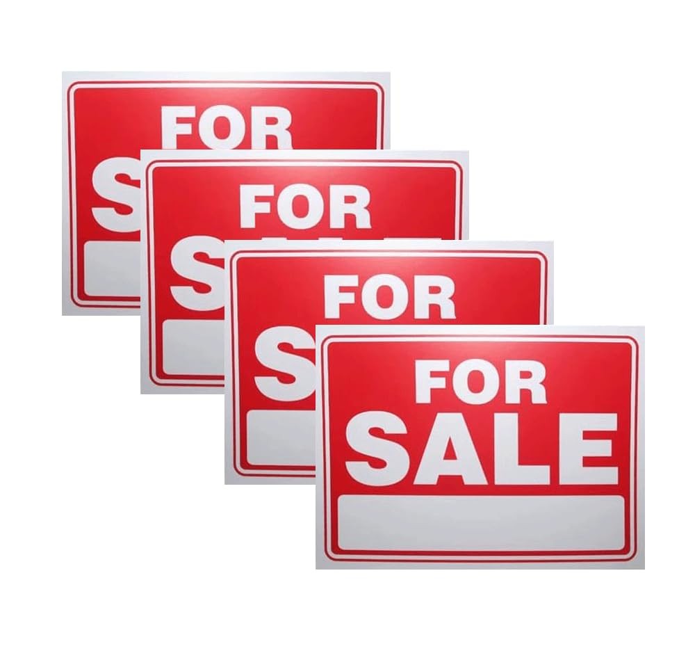 4 Pack Plastic Waterproof For Sale Signs 9×12 Inch for Yard Garage Retail