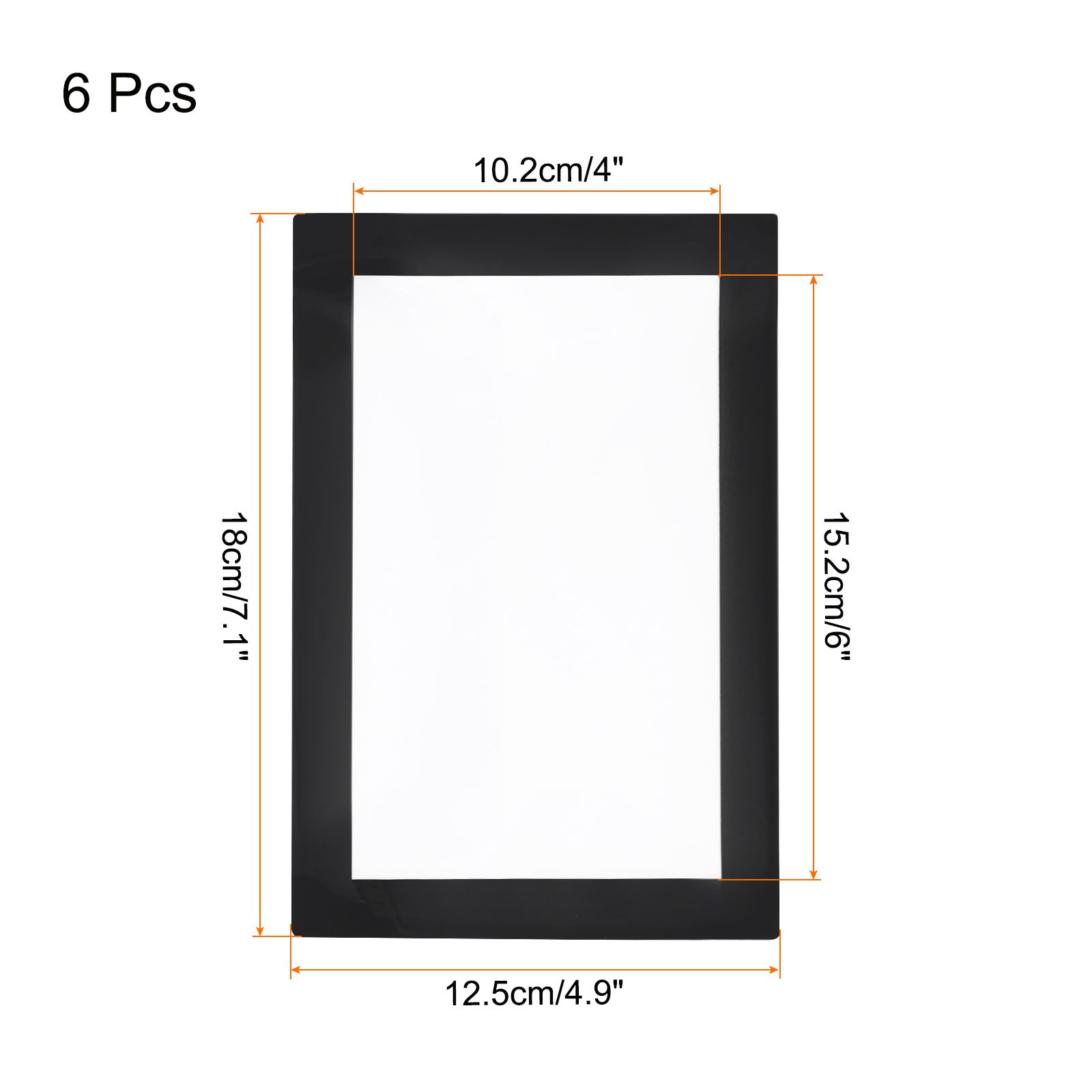 6pcs Self Adhesive Magnetic Wall Sign Holder, 4″x6″ Frame Display,Black