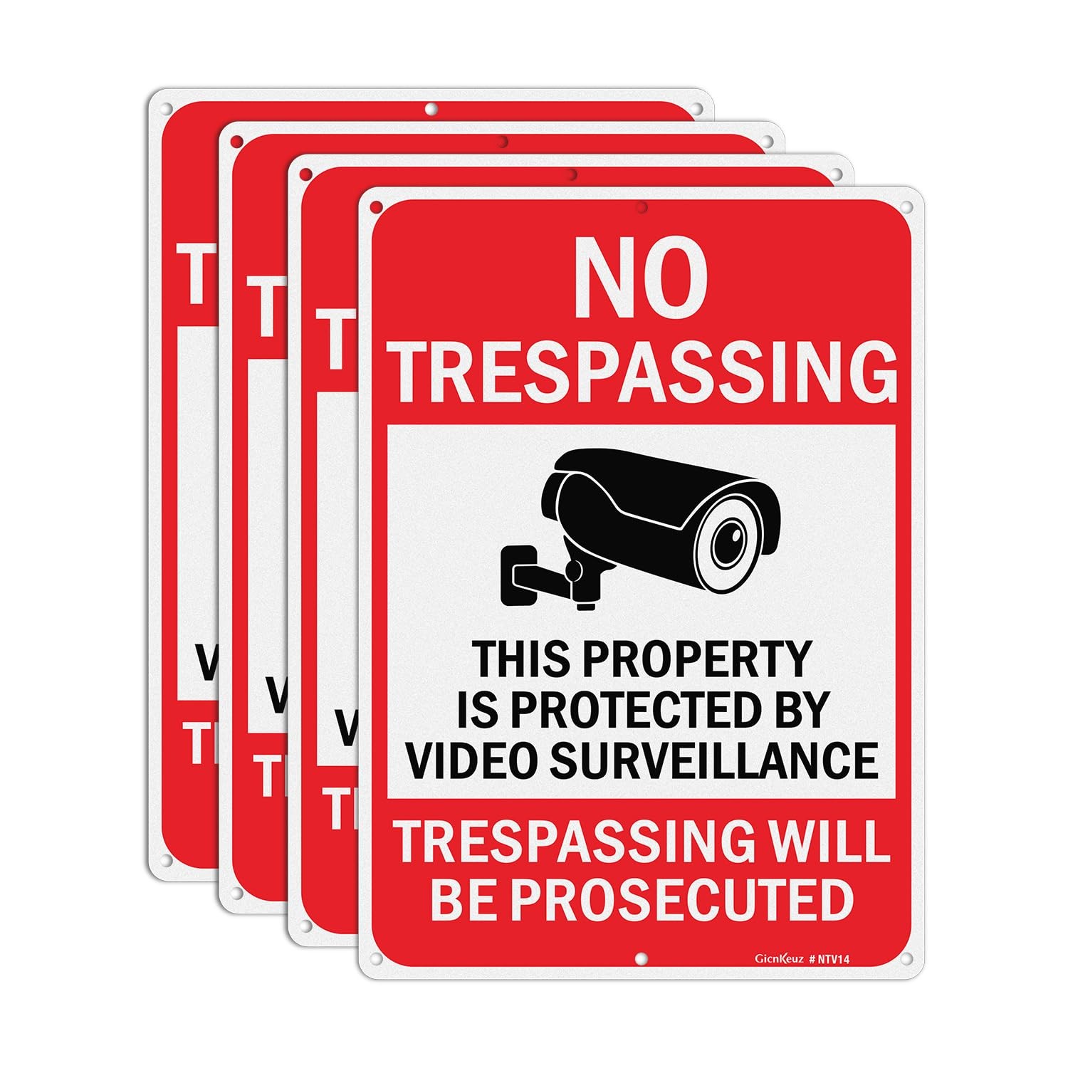 Large Video Surveillance Signs, 14×10 Inches No Trespassing Sign Private Prop…