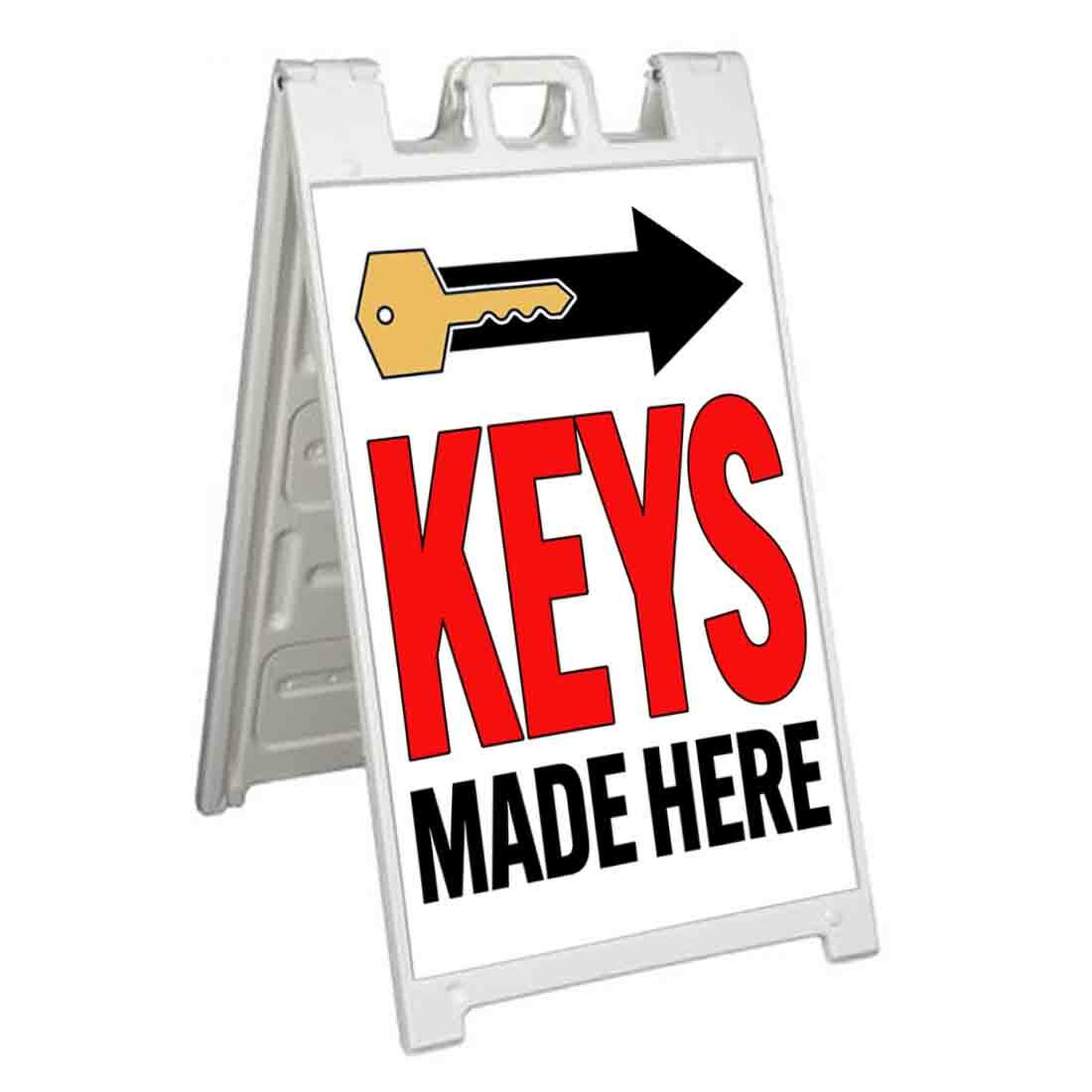 KEYS MADE HERE RIGHT ARROW Signicade 24×36 Aframe Sidewalk Sign Banner Decal