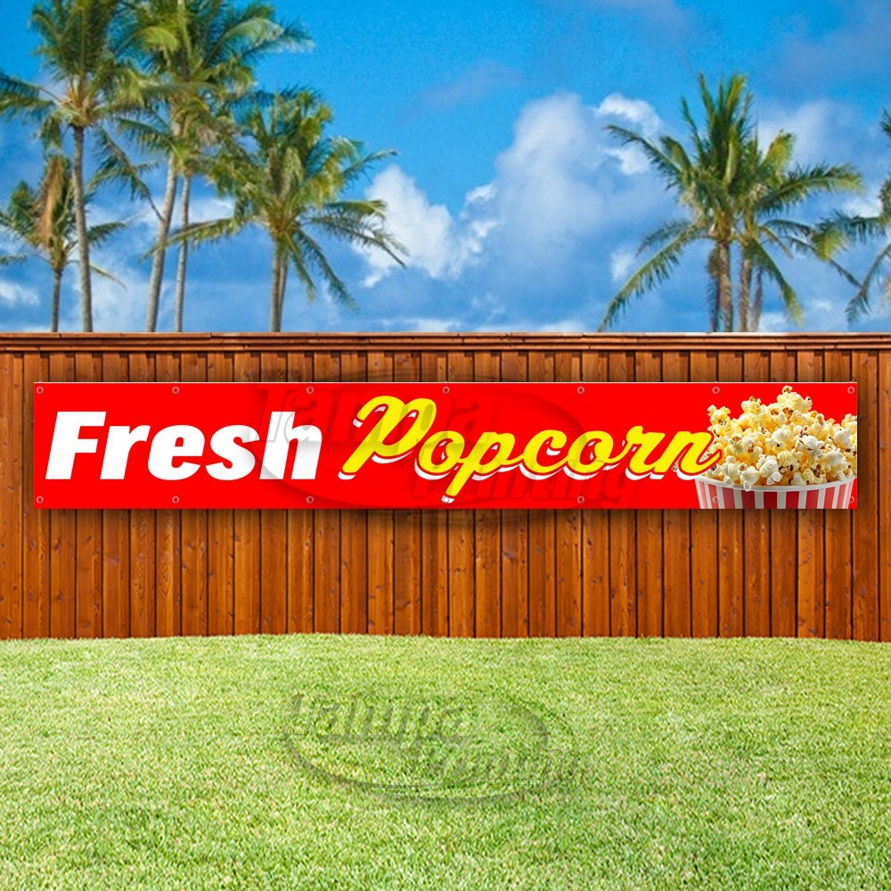 FRESH POPCORN Advertising Snack Movies Food Vinyl Banner Flag Sign USA XL01985