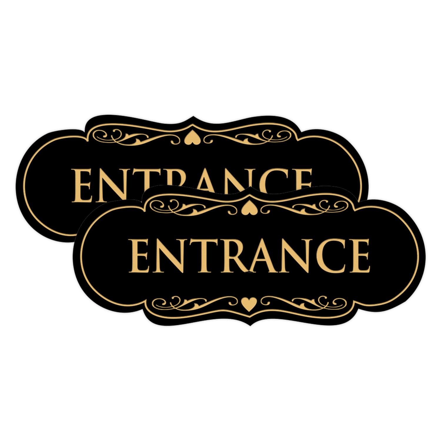 Designer Entrance Sign Small 2 Pack Black Gold Wall Door Identification