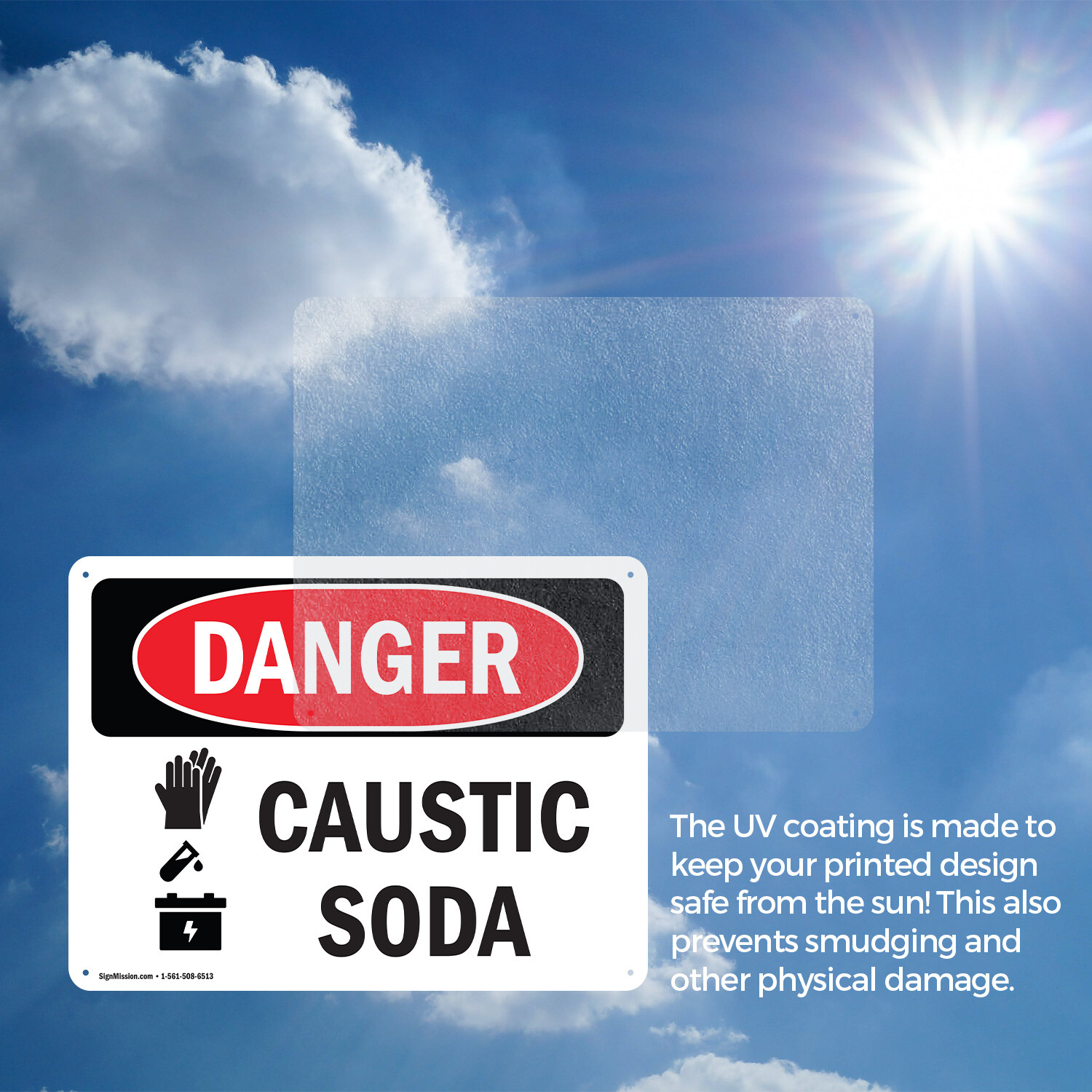 (2 Pack) Caustic Soda OSHA Danger Sign Decal Metal Plastic