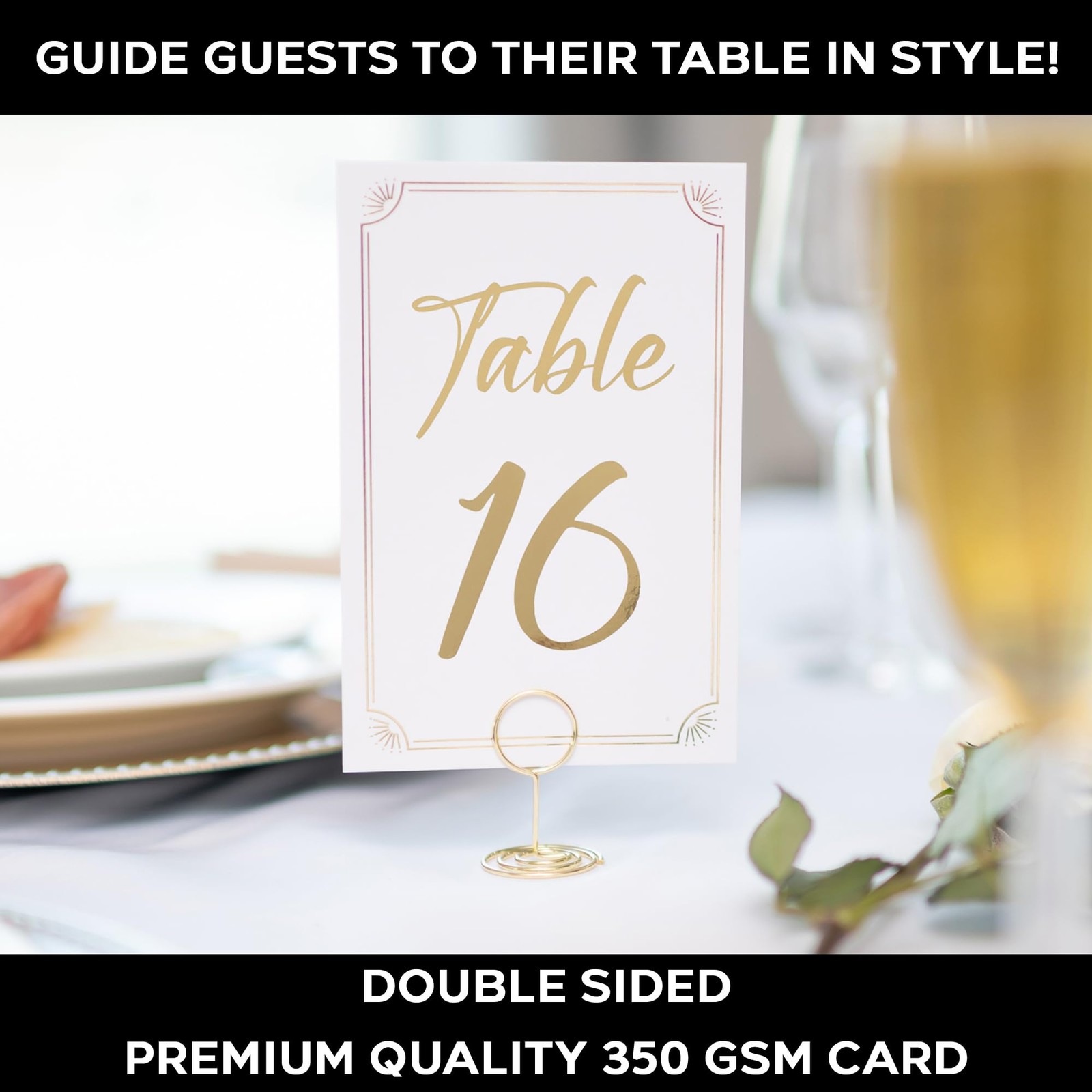 30 PCS Gold Table Numbers 130 With Holder 4×6 Inch Double Sided Cards Sign