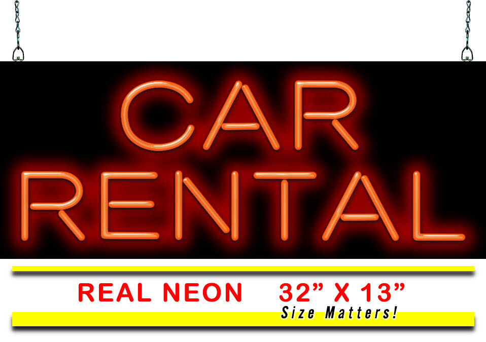 Car Rental Neon Sign Jantec 32″ x 13″ Airport Moving Autobody Repair