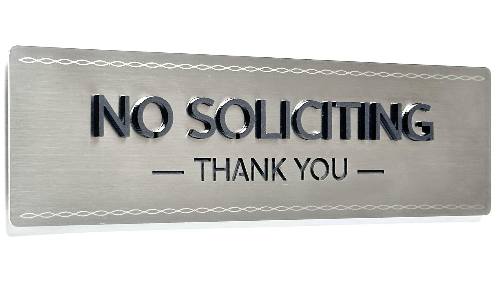No Soliciting Sign Stainless Grade 304 Raised Letters Ultra Strong 3M Adhesive