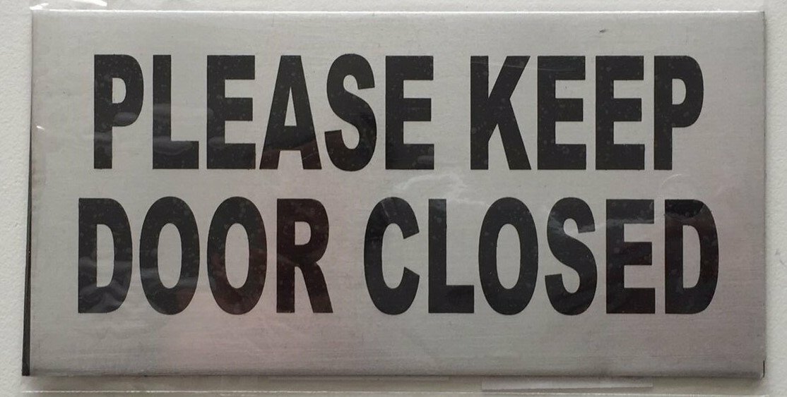 2 Pack-Please Keep Door Closed Sign Color Silver -Sign with…-REF24-1027