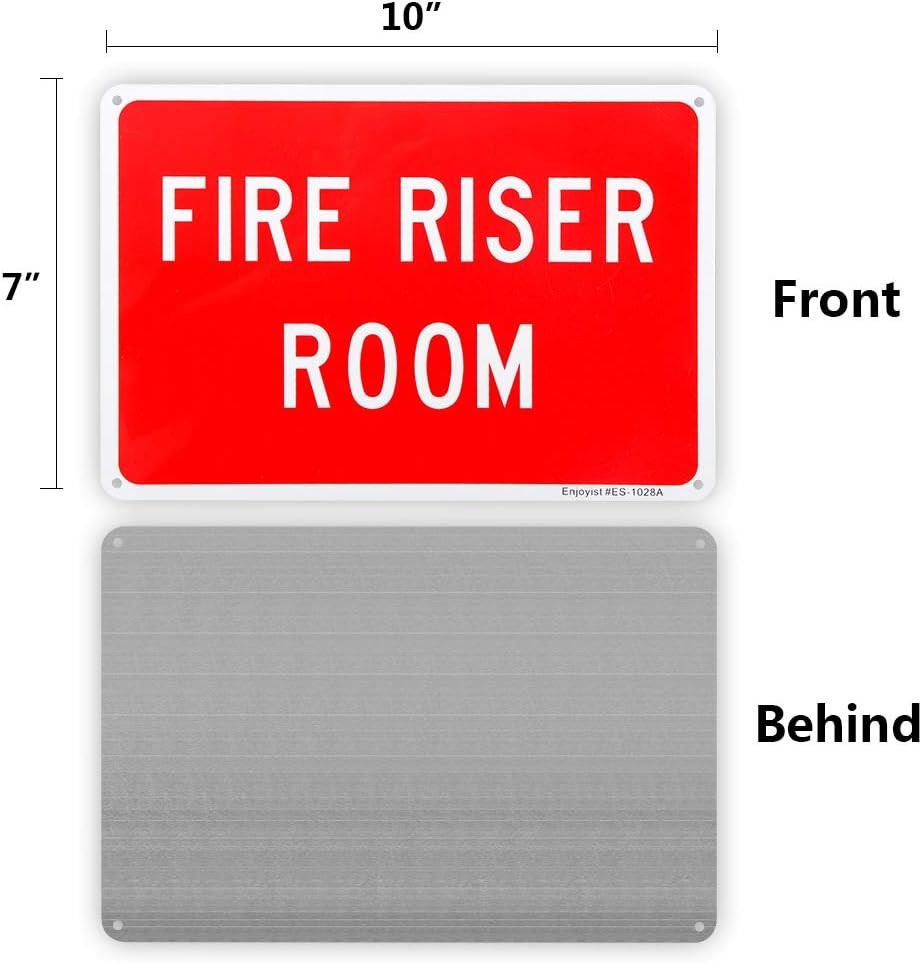 2-Pack Fire Riser Room Sign, 10″X 7″ .04″ Aluminum Reflective Sign Rust Free Alu