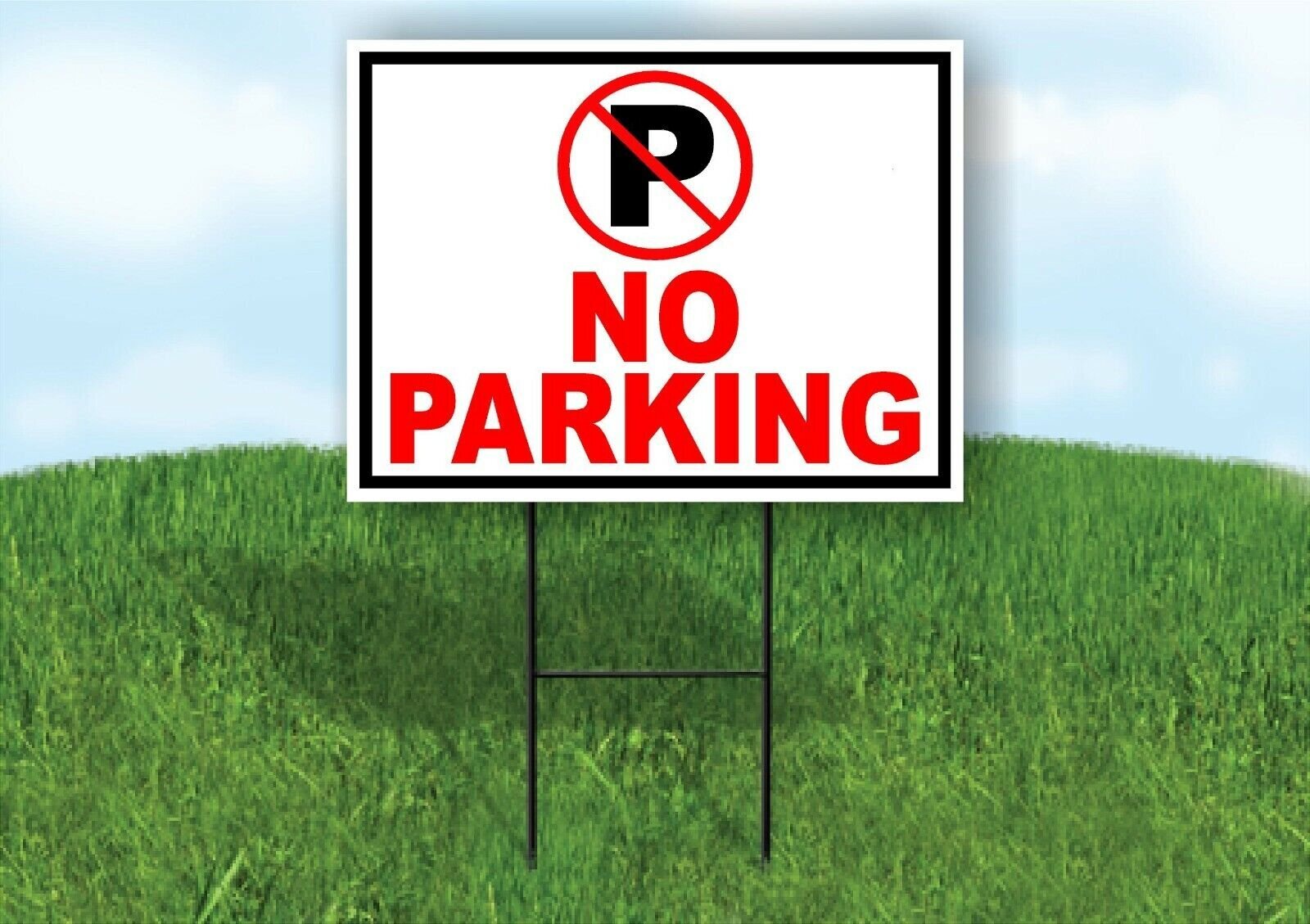 NO PARKING P RED CIRCLE Yard Sign Road with Stand LAWN SIGN