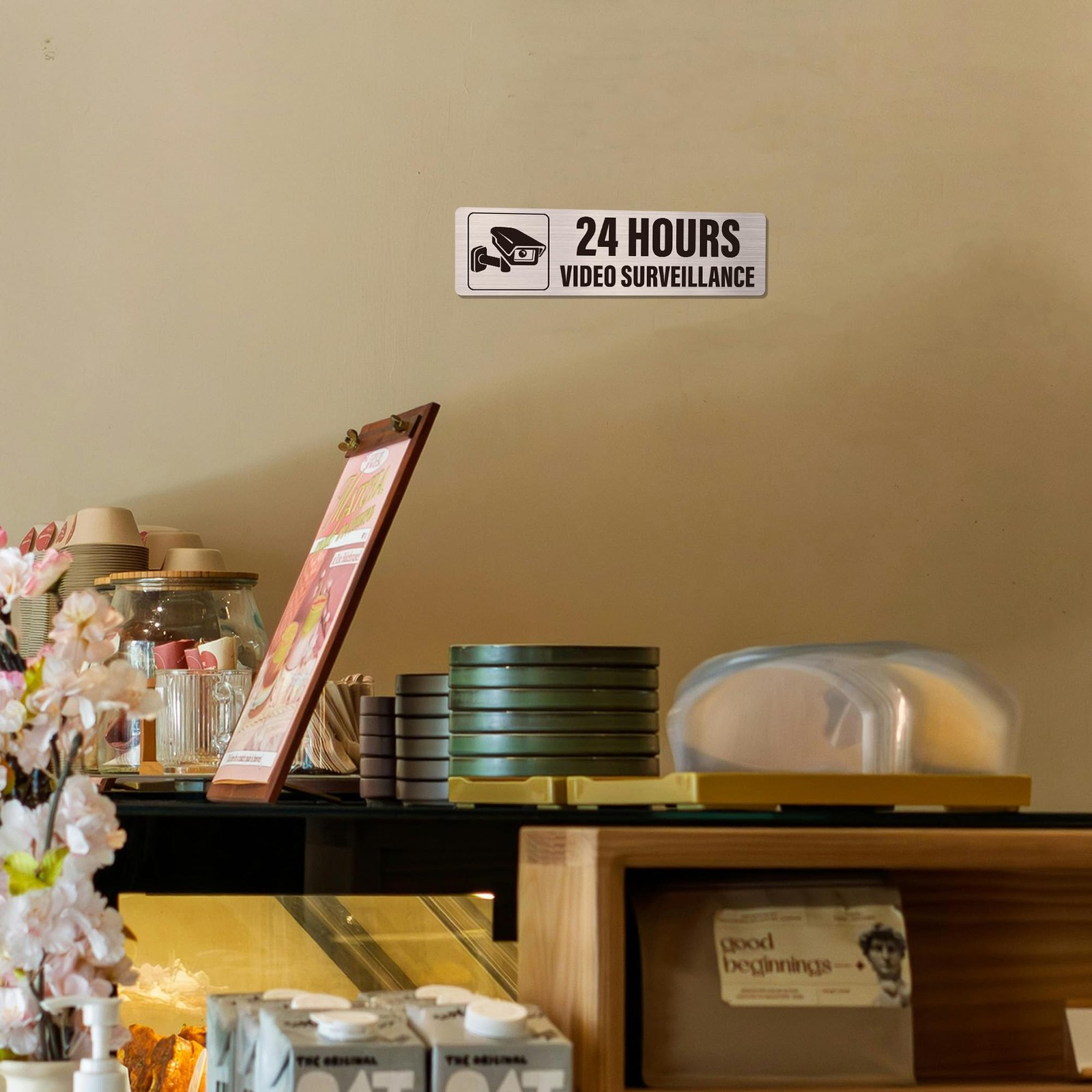 4 Pack Video Surveillance Sign – 24 Hour Surveillance Sign with Icon, Camera …