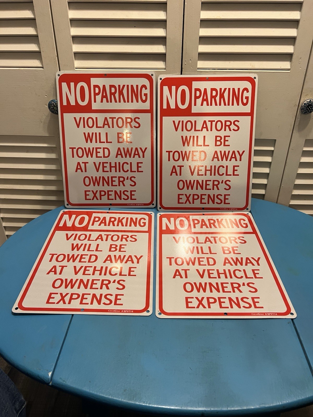 No Parking Signs 14×10 Inches Reflective Aluminum, Fade Resistant(4-pack)