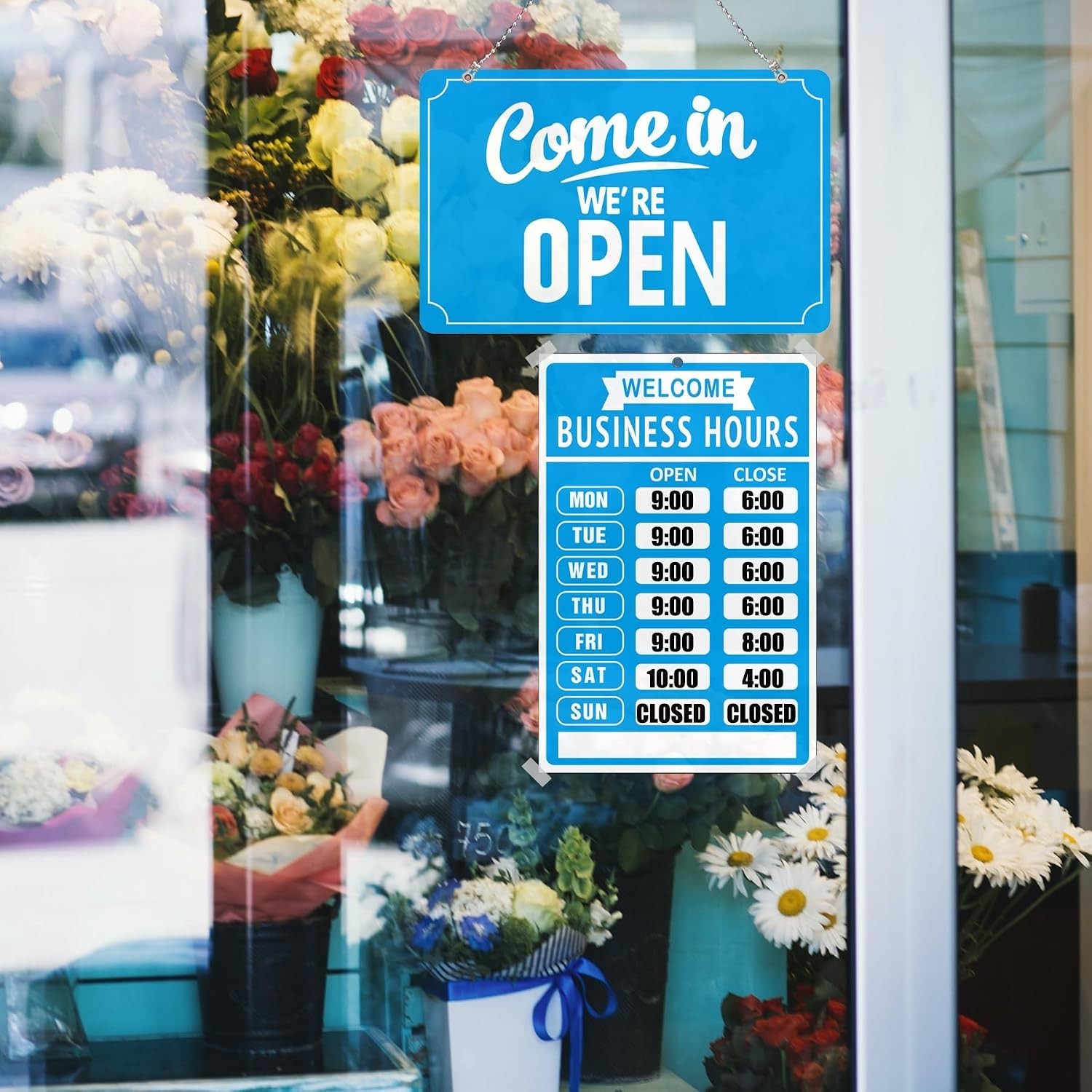3-Piece Open Closed Sign Set with Business Hours Stickers – Durable & Stylish
