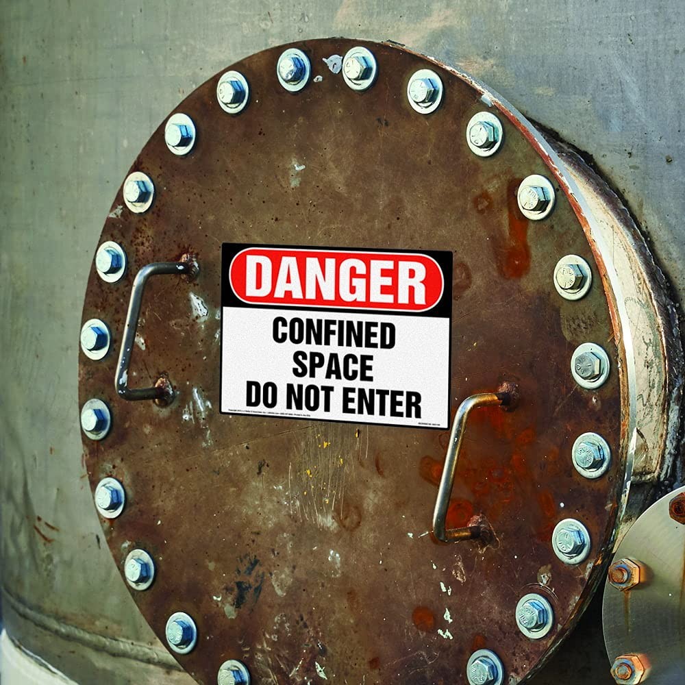 J. J. Keller Danger Confined Space Do Not Enter Sign 5 Pack 10×7 Inch Vinyl