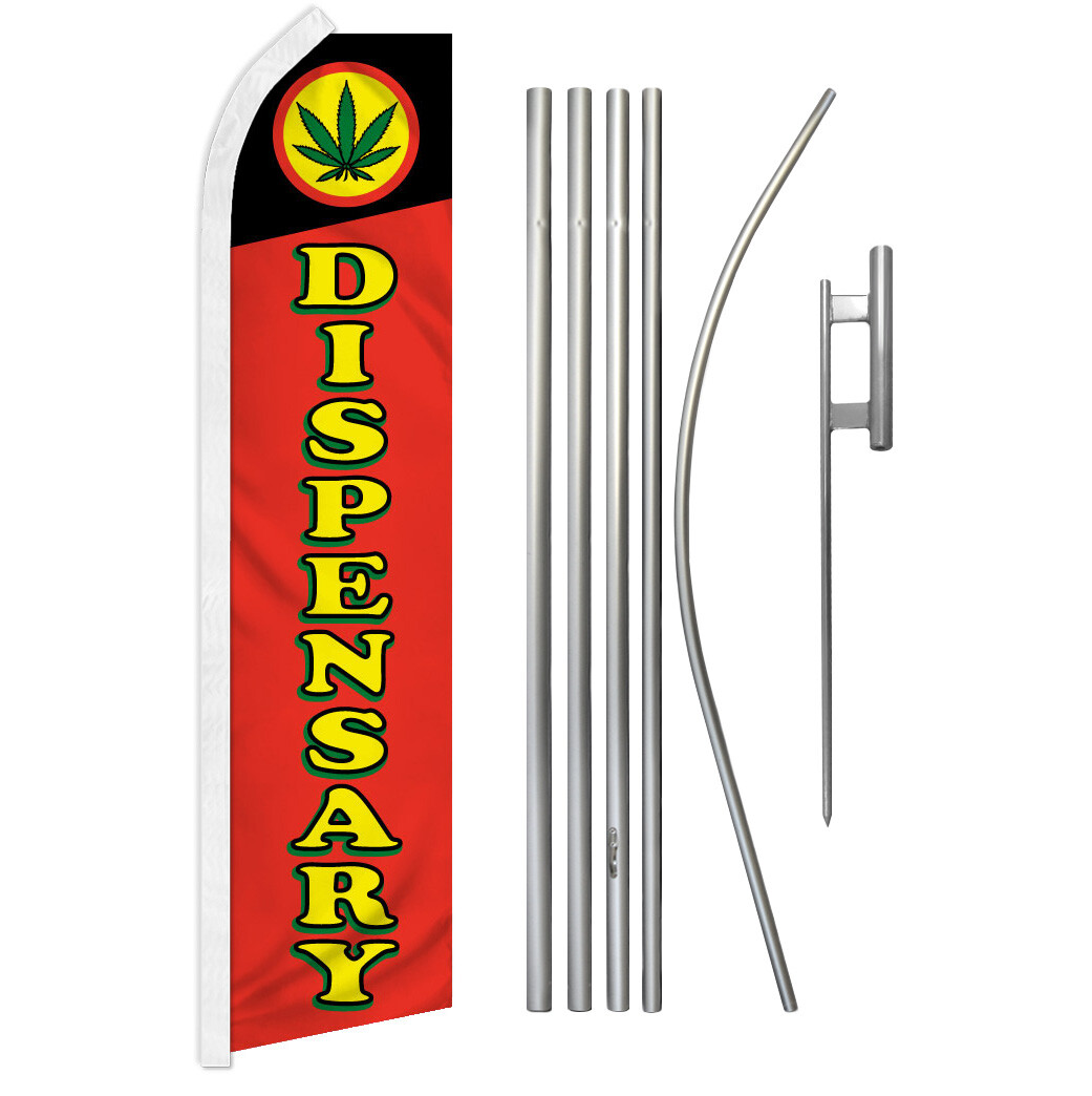 Dispensary Swooper Feather Flutter Flag Pole Kit Medical MJ Smoke Shop