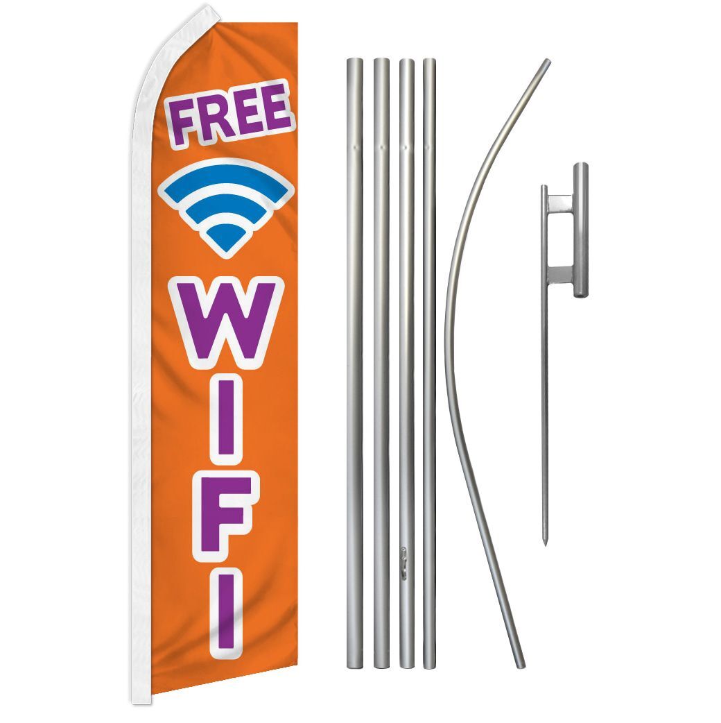 “FREE WIFI” Advertising Super Flag & Pole Kit internet