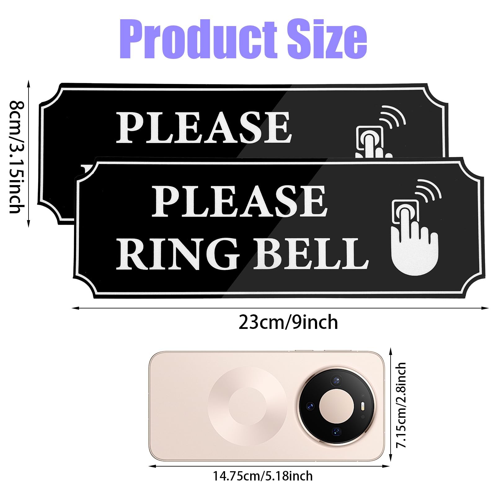 Mabor 2Pcs Please Ring Bell Sign Sticker, Large SelfAdhesive Waterproof Ring …