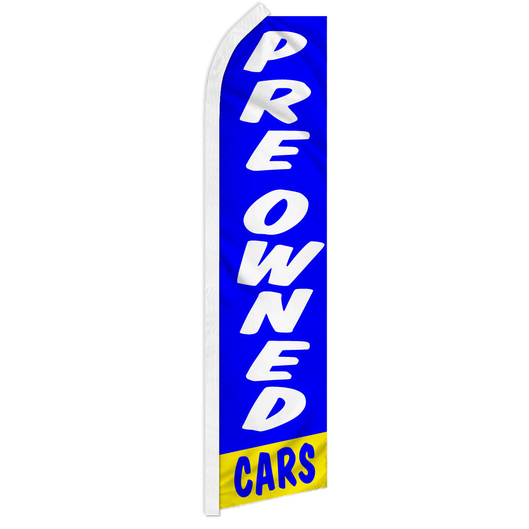 Blue Preowned Cars Swooper Feather Flutter Advertising Car Dealership Flag