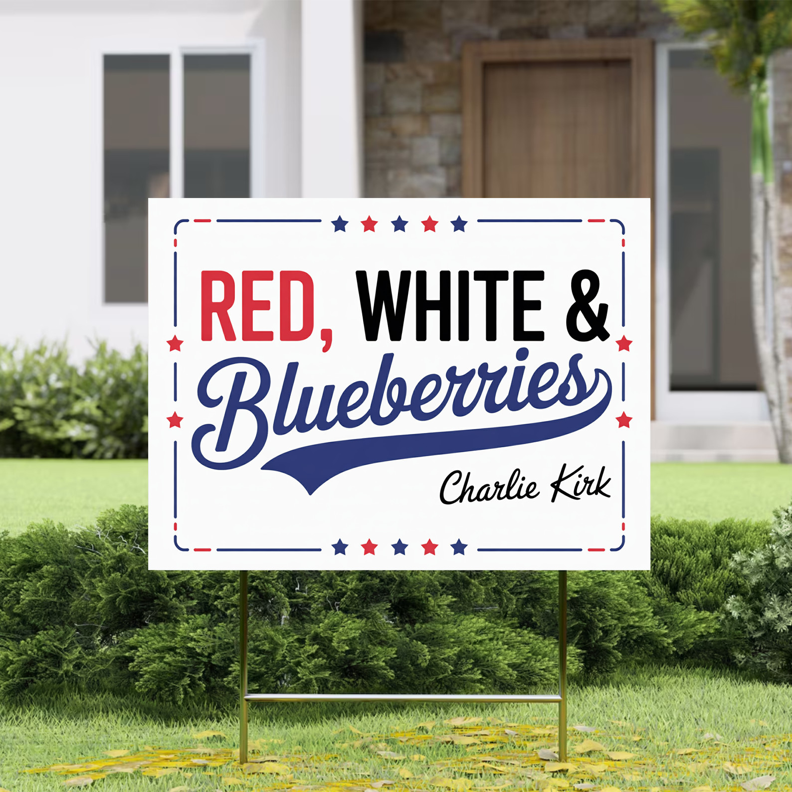 Red White & Blueberries Yard Sign Patriotic Funny Outdoor Lawn Garden Decoration
