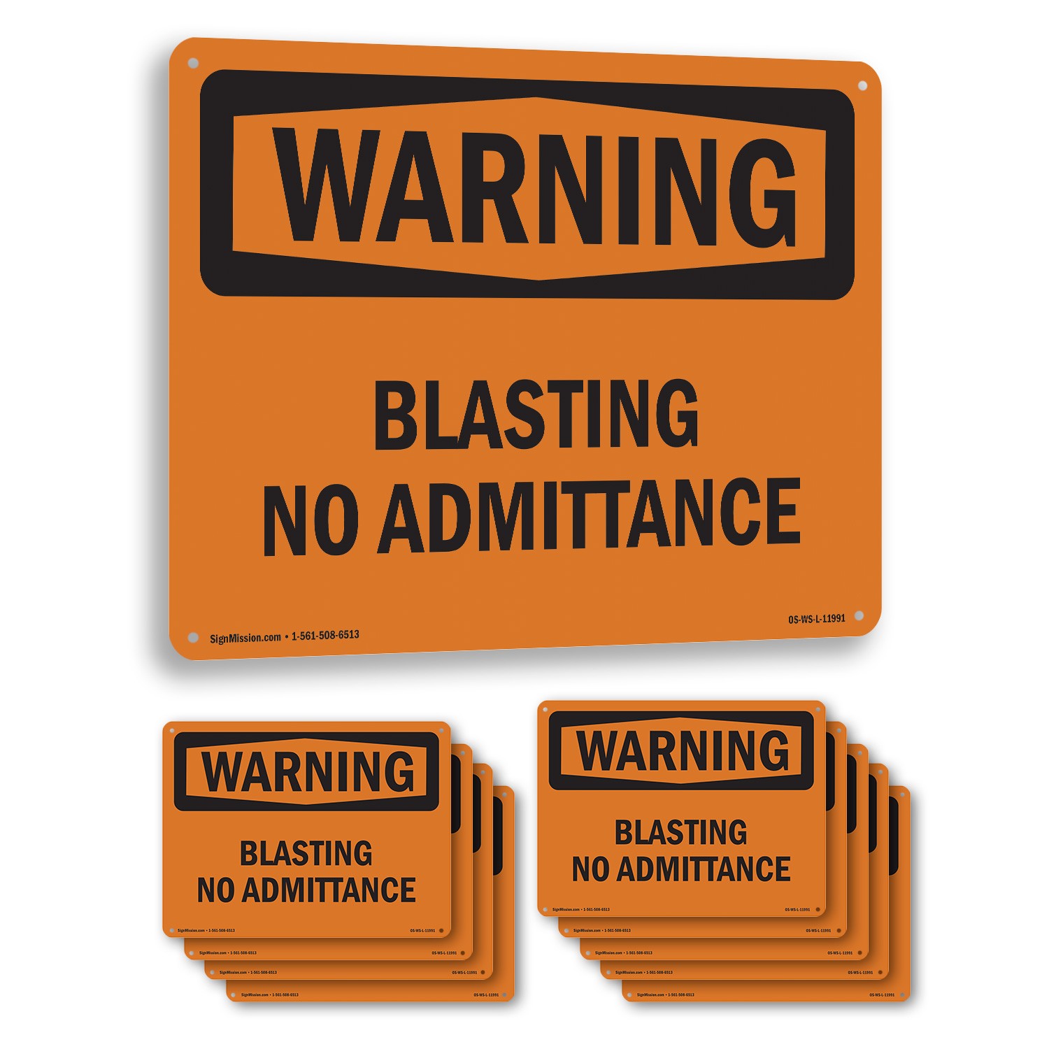 Blasting No Admittance OSHA WARNING Sign Metal, Plastic, Or Decal – 5 or 10 Pack