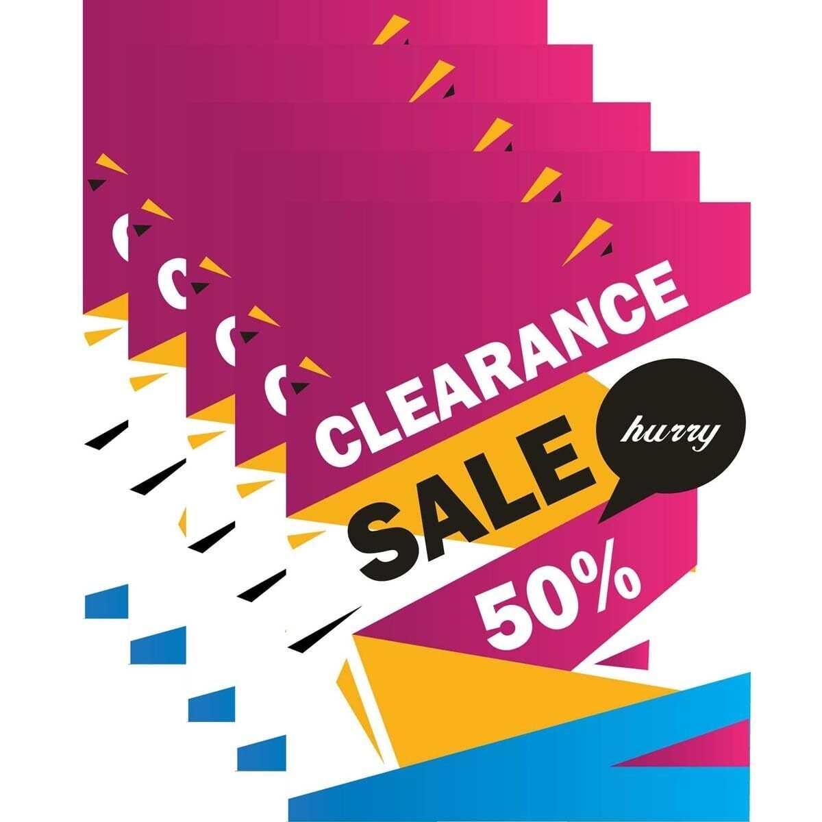 Clearance 50 percent | Retail Window Display Sign | 18″W x 24″H | 5 Pack