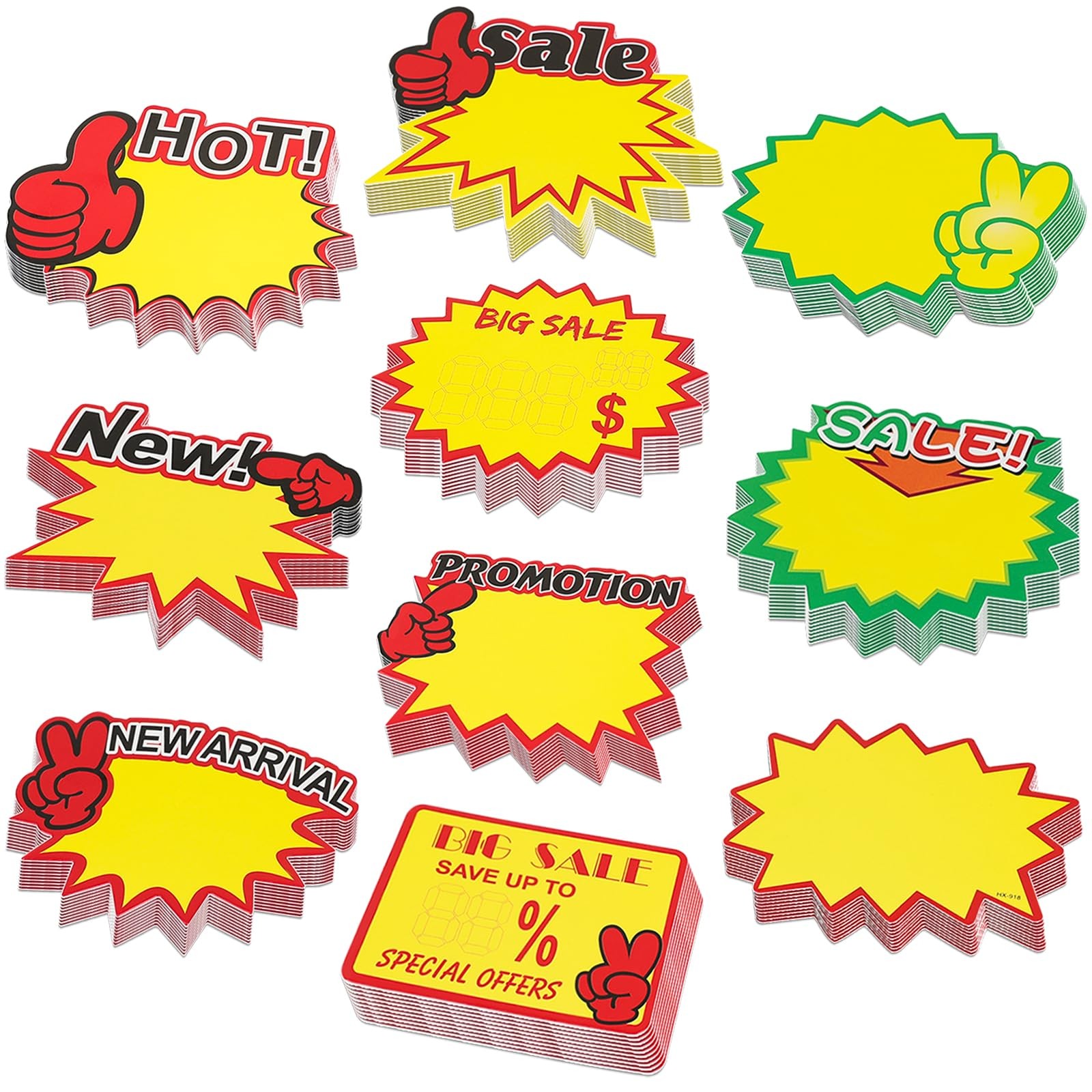 Starburst Sign for Retail Store Large Yellow 200 PCS Sale Tag Display Label