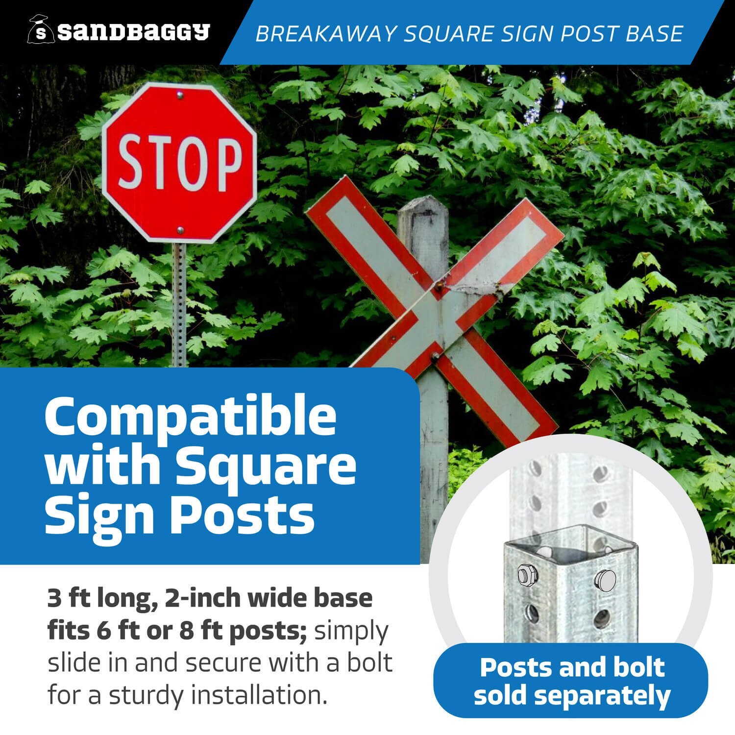 Sandbaggy 3 ft Breakaway Square Sign Post Base (Hot Dipped Galvanized) 10pcs