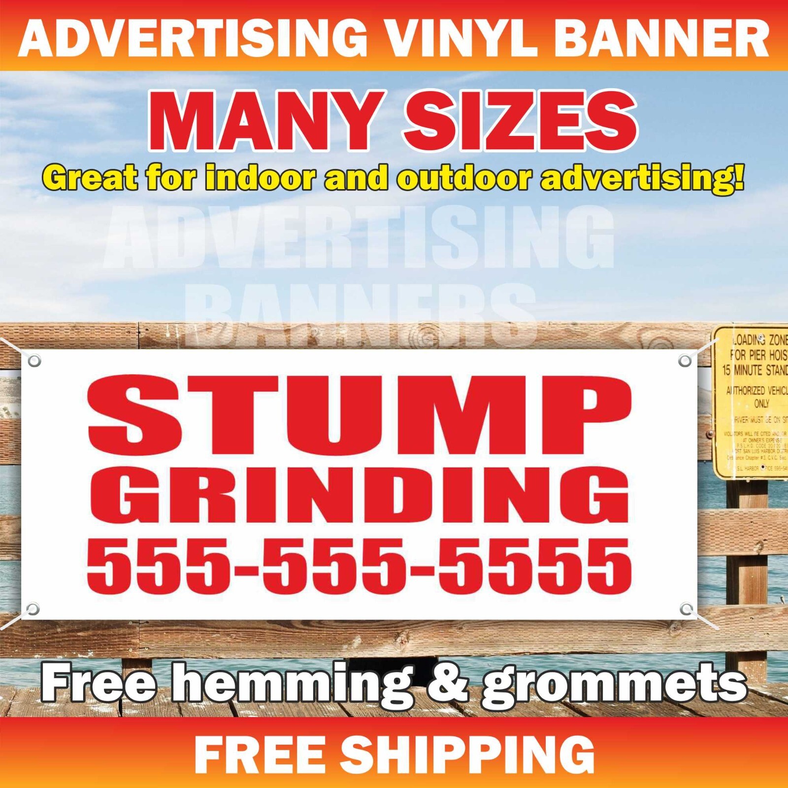 STUMP GRINDING Advertising Banner Vinyl Sign Removal Custom Phone Number