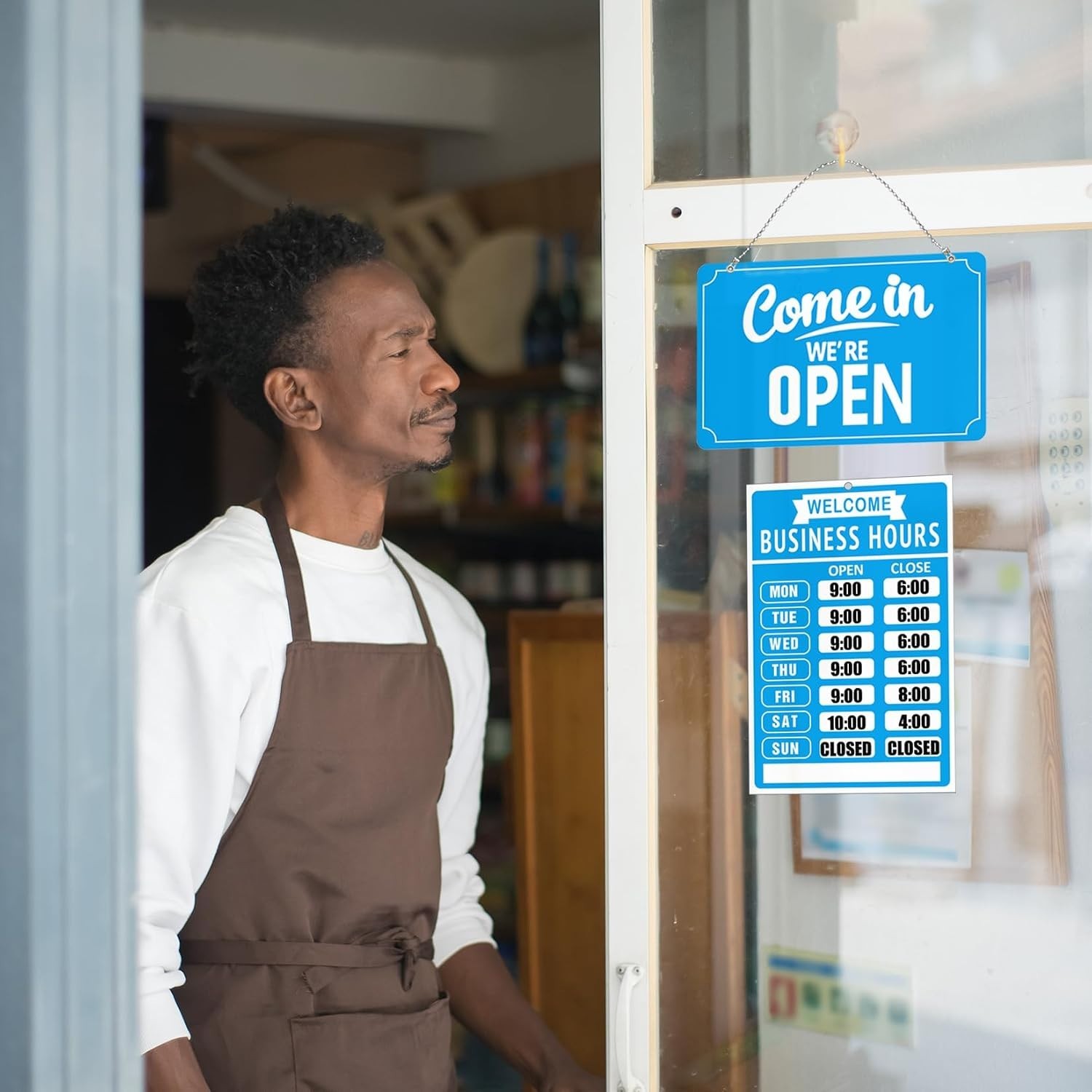 3-Piece Open Closed Sign Set with Business Hours Stickers – Durable & Stylish
