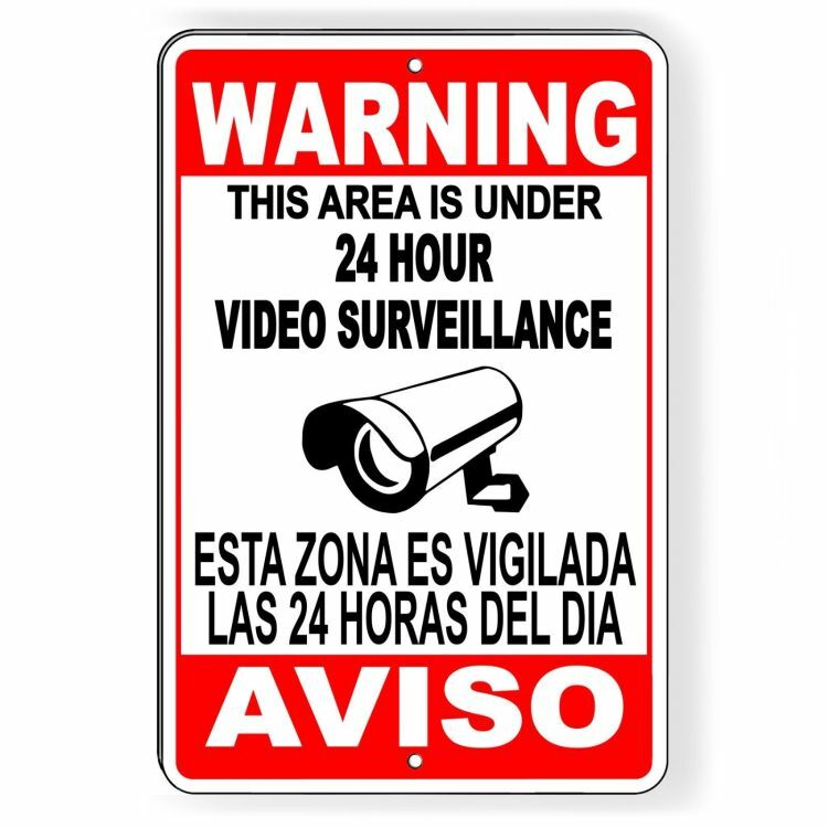 CCTV Warning Security Audio Video Surveillance Camera Sign English/Spanish SS004