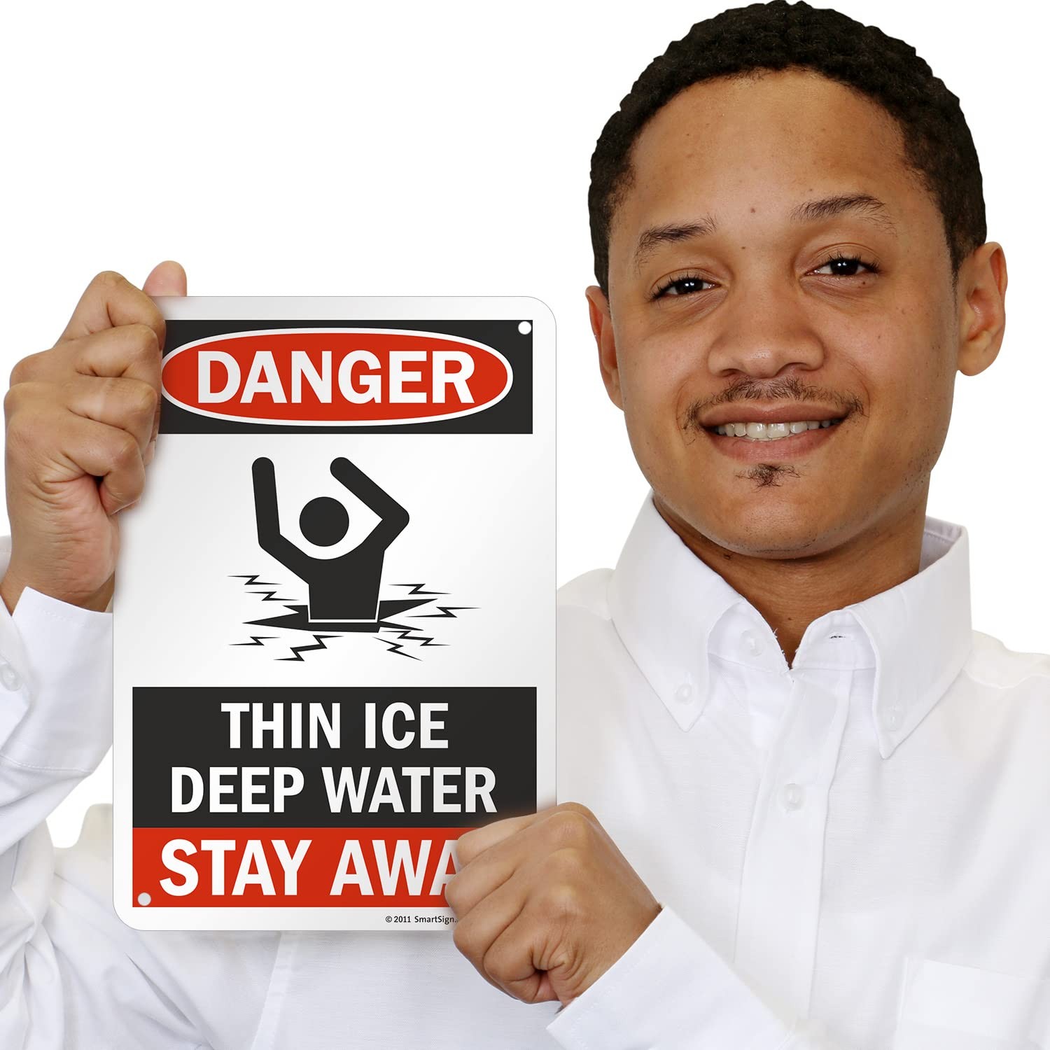 Danger Thin Ice Deep Water Stay Away Sign Aluminum 7″ x 10″ Inch