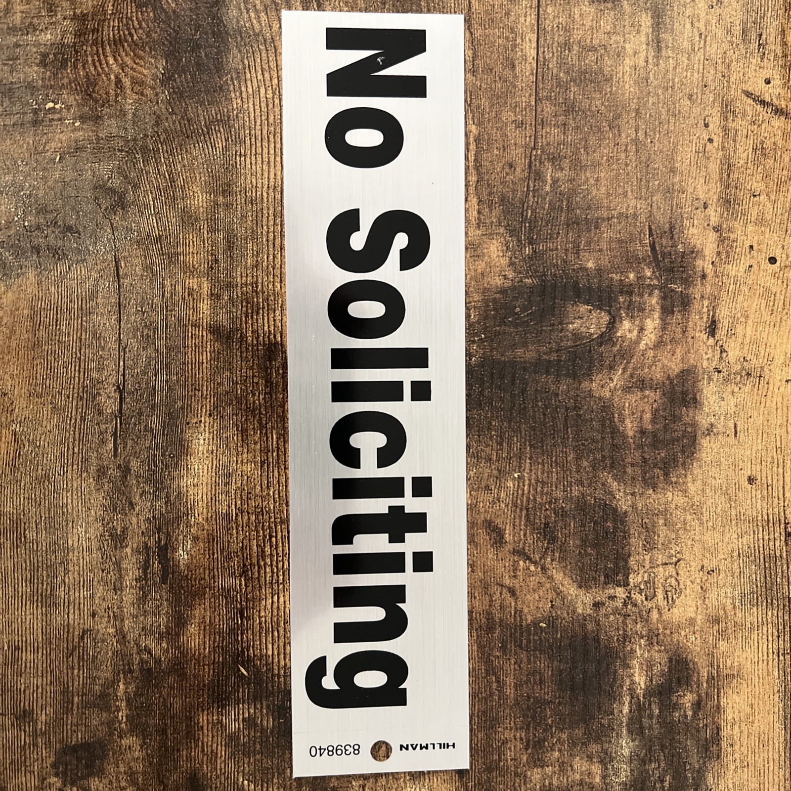 NO SOLICITING Sign Adhesive Door Window Sticker Aluminum 2″ x 8″ HILLMAN 839840