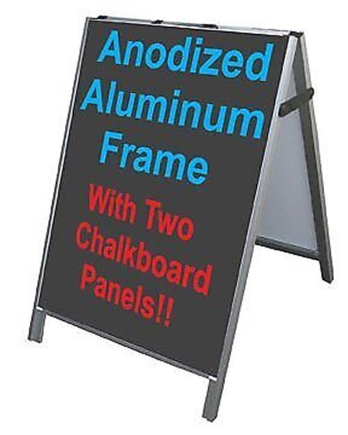 Aluminum A-Frame 24″x36″ Double Sided Sidewalk Sign W/2 Black Chalkboard Panels