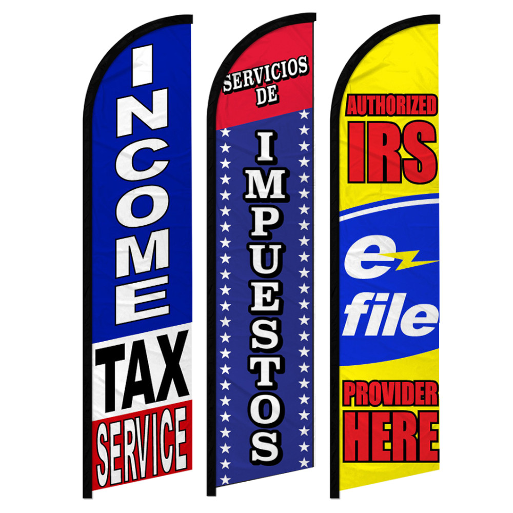 Tax Services Windless Advertising Swooper Flag E-File Income Tax