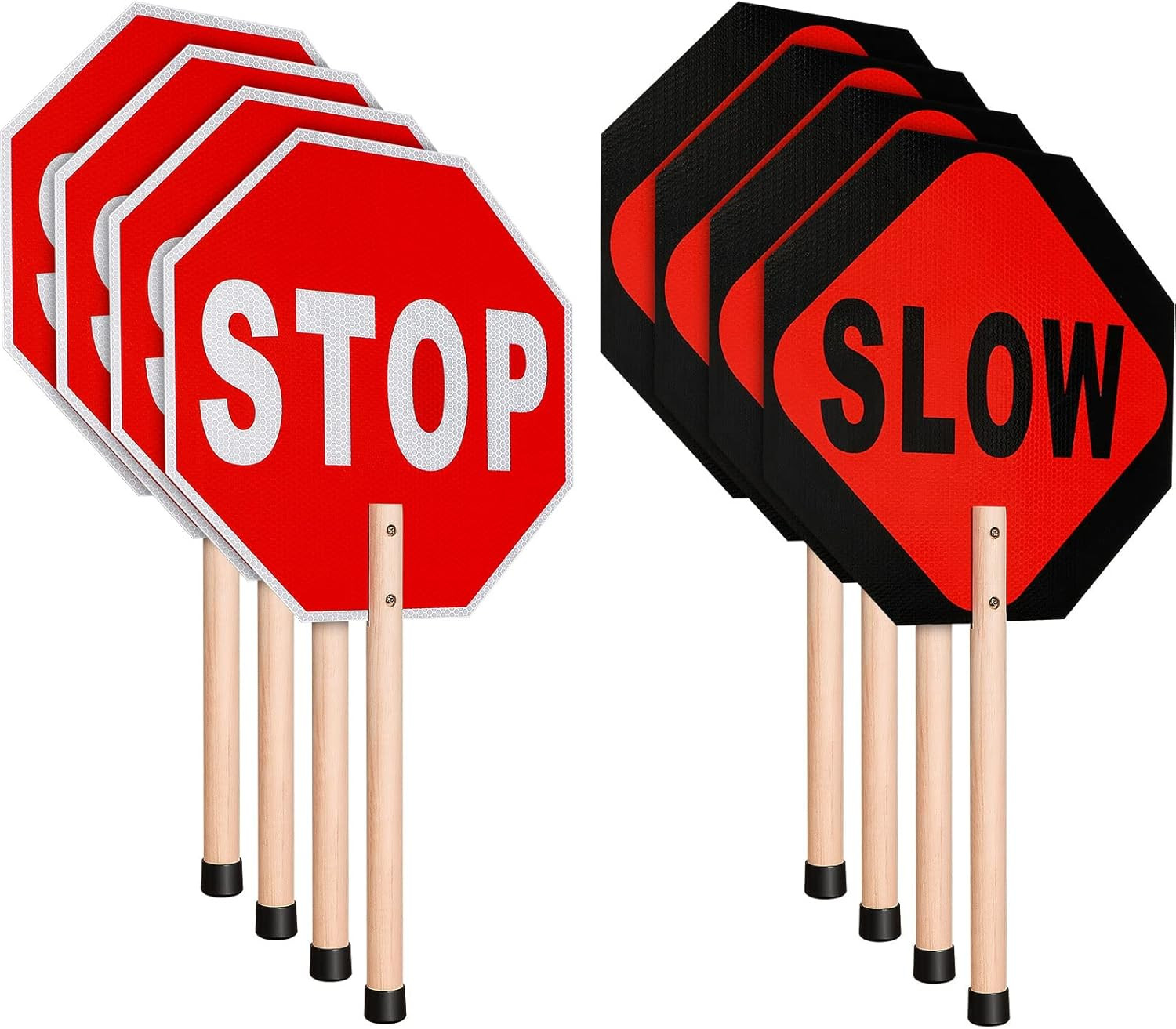Taiyin 4 Pcs Stop Slow Sign Traffic Double Sided Slow Warning Reflective 13X13 O