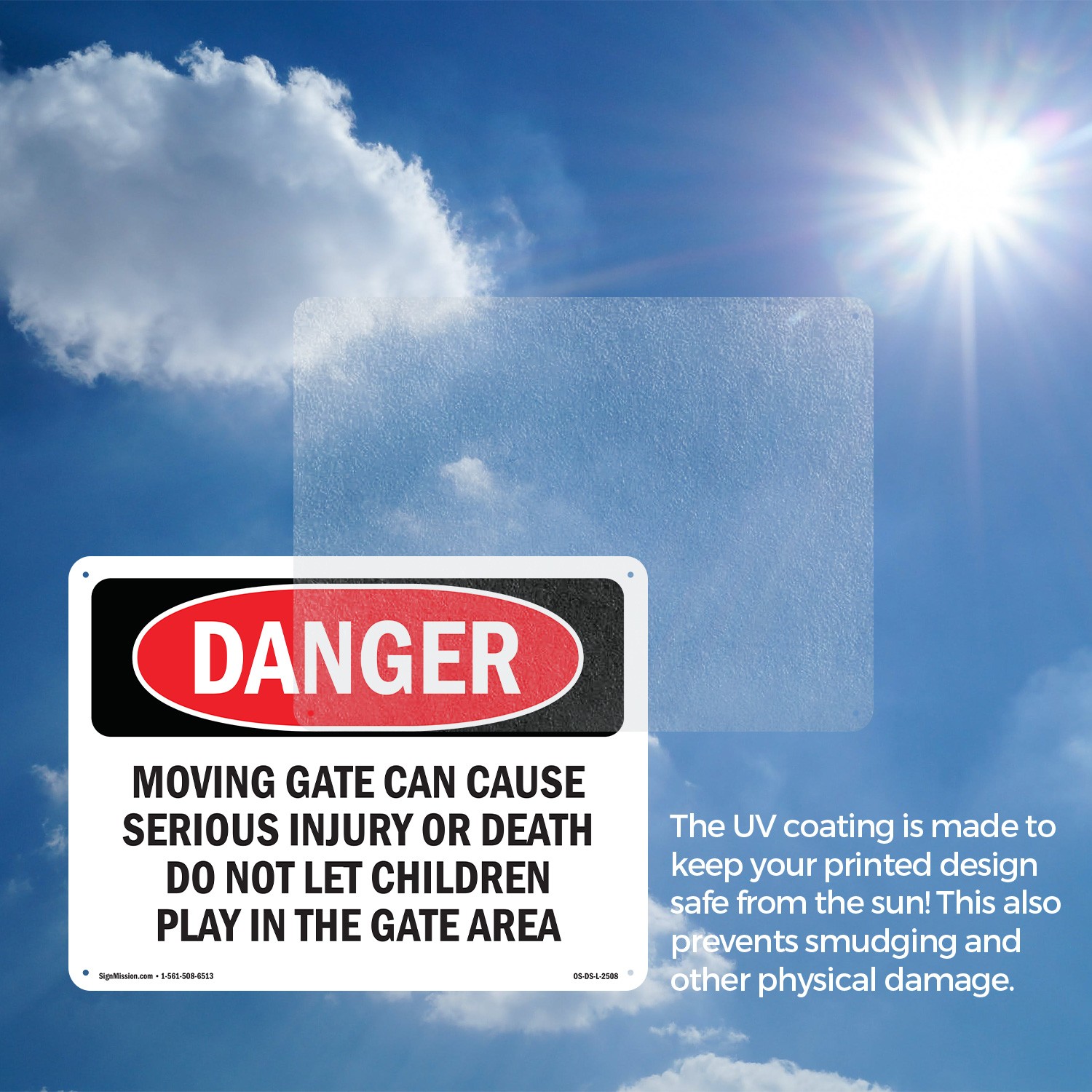 Moving Gate Can Cause Serious Injury Or OSHA Danger Sign Or Decal – 5 or 10 Pack