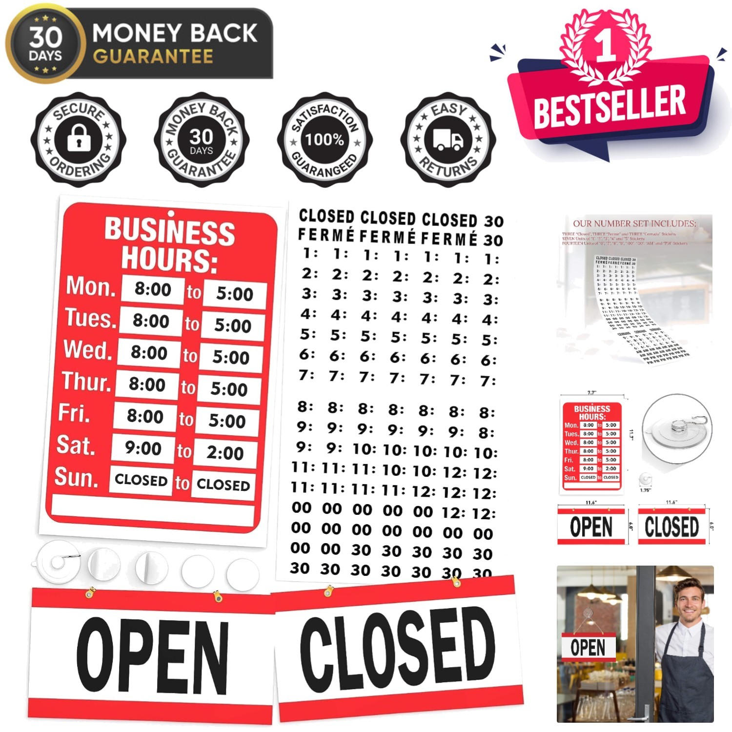 Professional Open Closed Sign for Glass Door – Easy Installation & Visibility