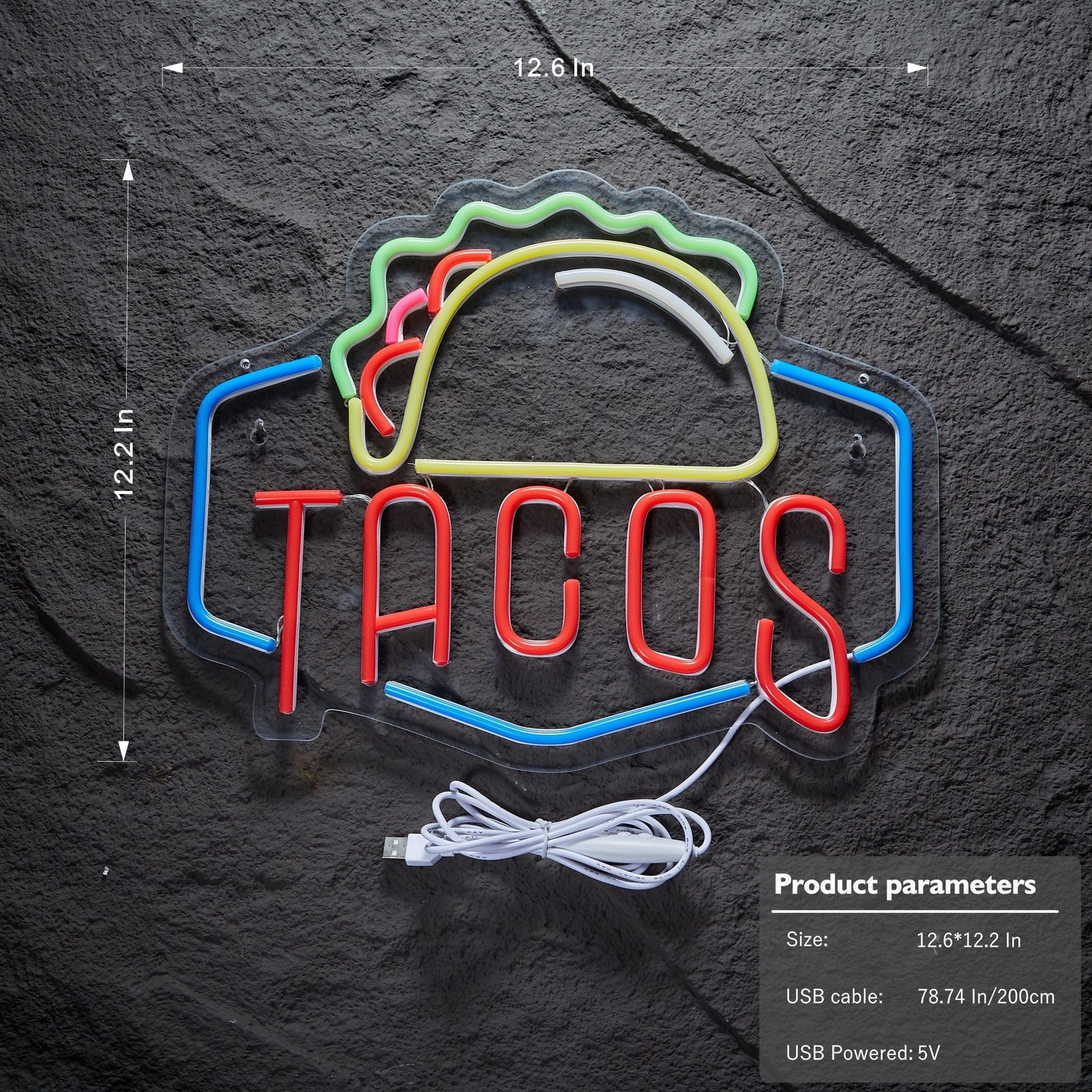 Tacos Neon Sign for Wall Decor, Taco Open LED Neon Signs Lights for Mexican R…