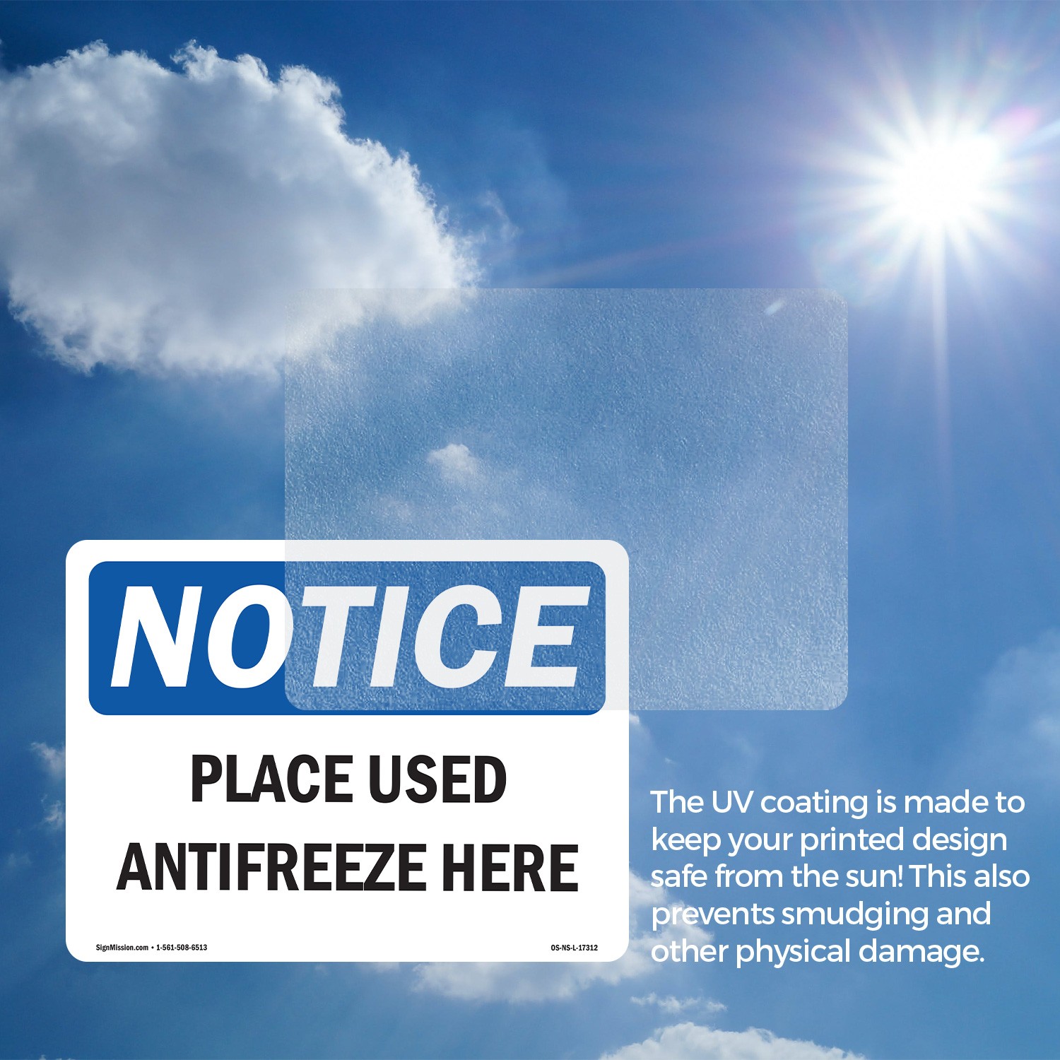 Place Used Antifreeze Here OSHA Notice Sign Metal, Plastic, Decal 5 or 10 Pack