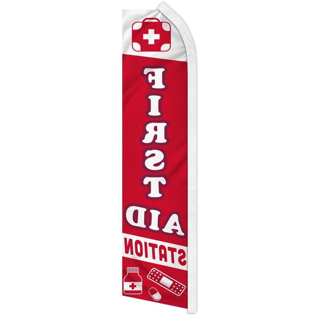 FIRST AID STATION advertising super flag polyester banner *POLE NOT INCLUDED*