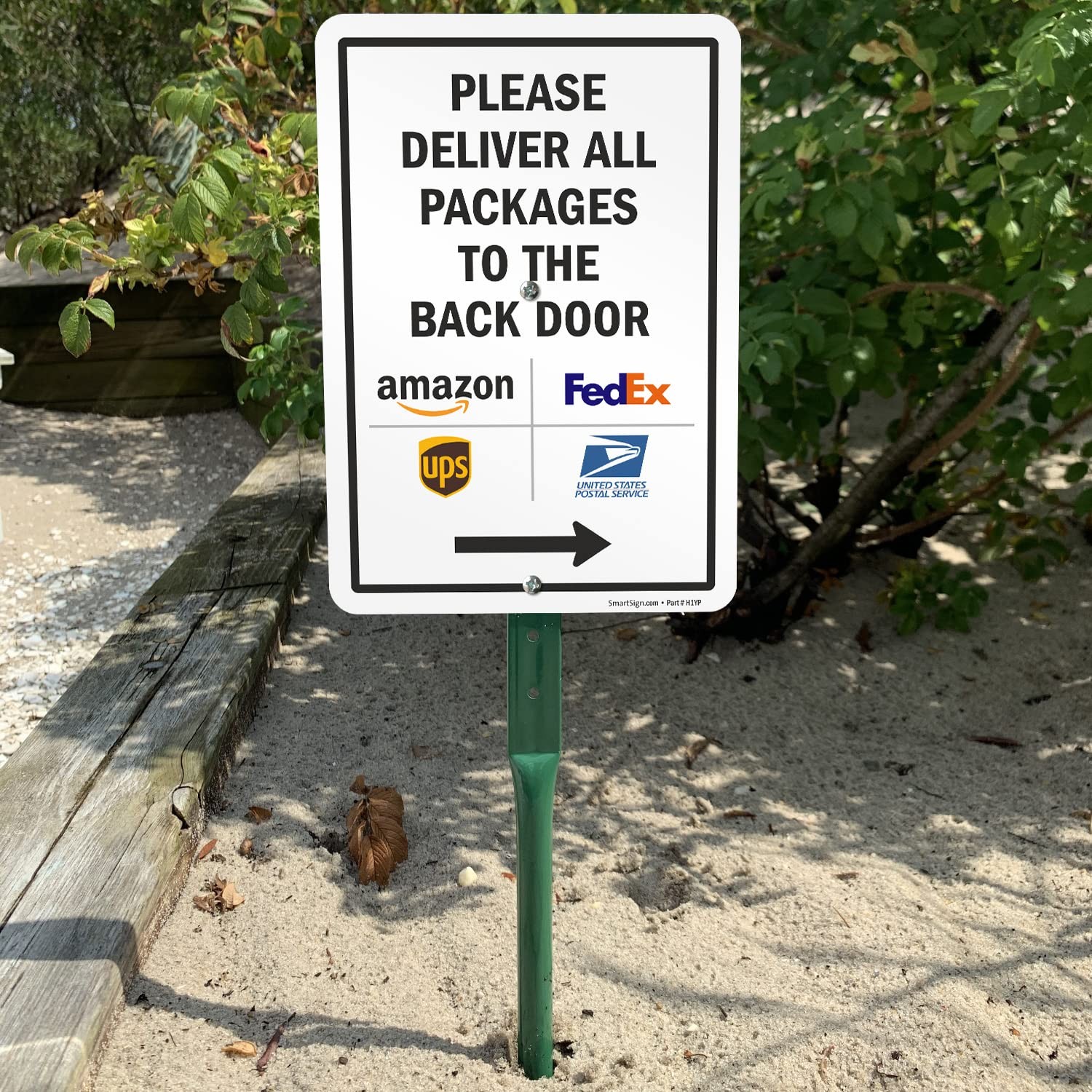 10 x 7 inch “Please Deliver All Packages to The Back Door” Right Arrow Yard S…
