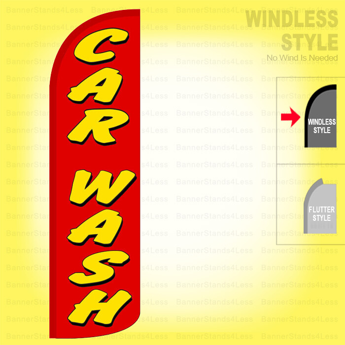 CAR WASH – Windless Swooper Flag 3×11.5 ft Feather Banner Sign Red rq43