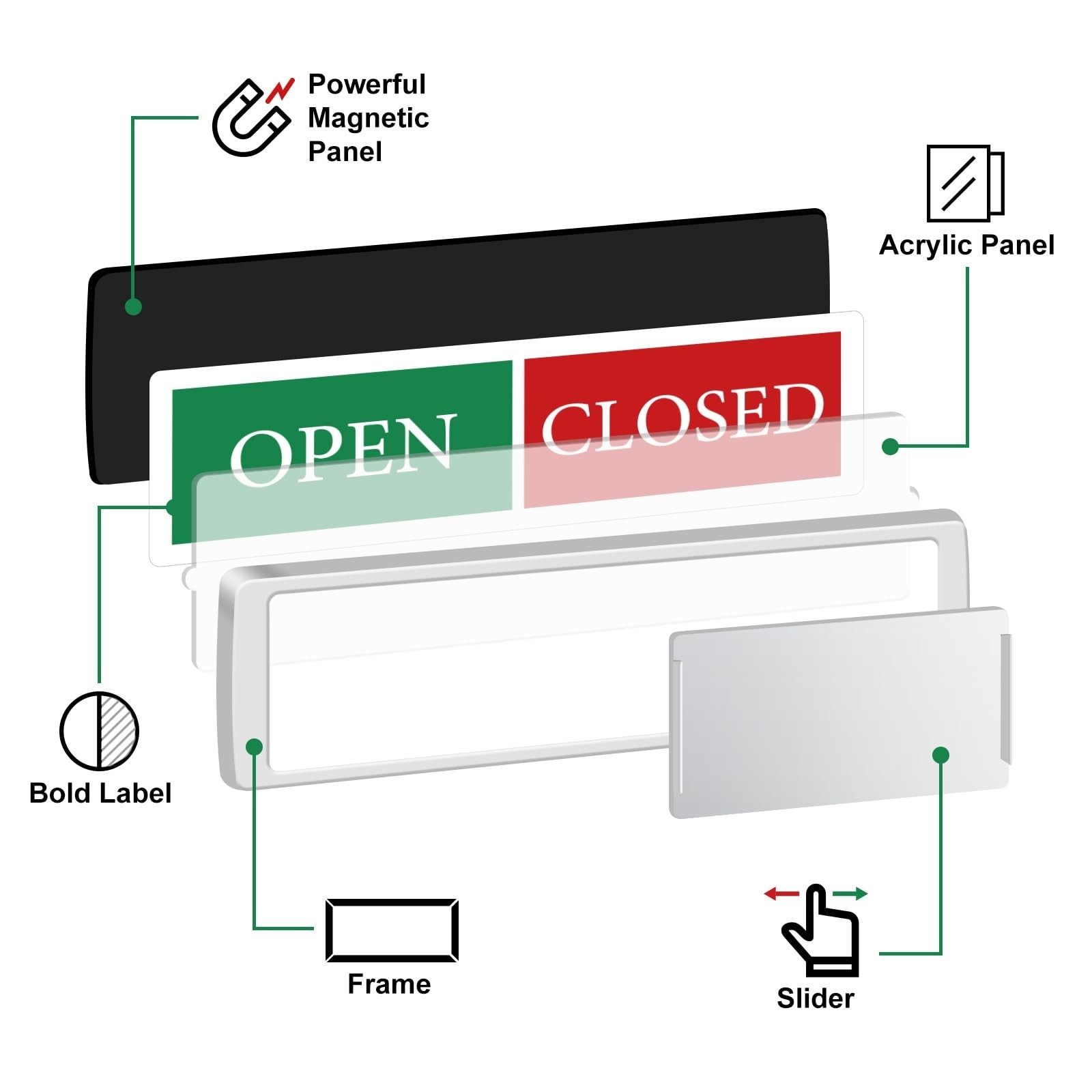 Open Closed Signs for Business，Privacy Slider Indicator Door Sign for Sto