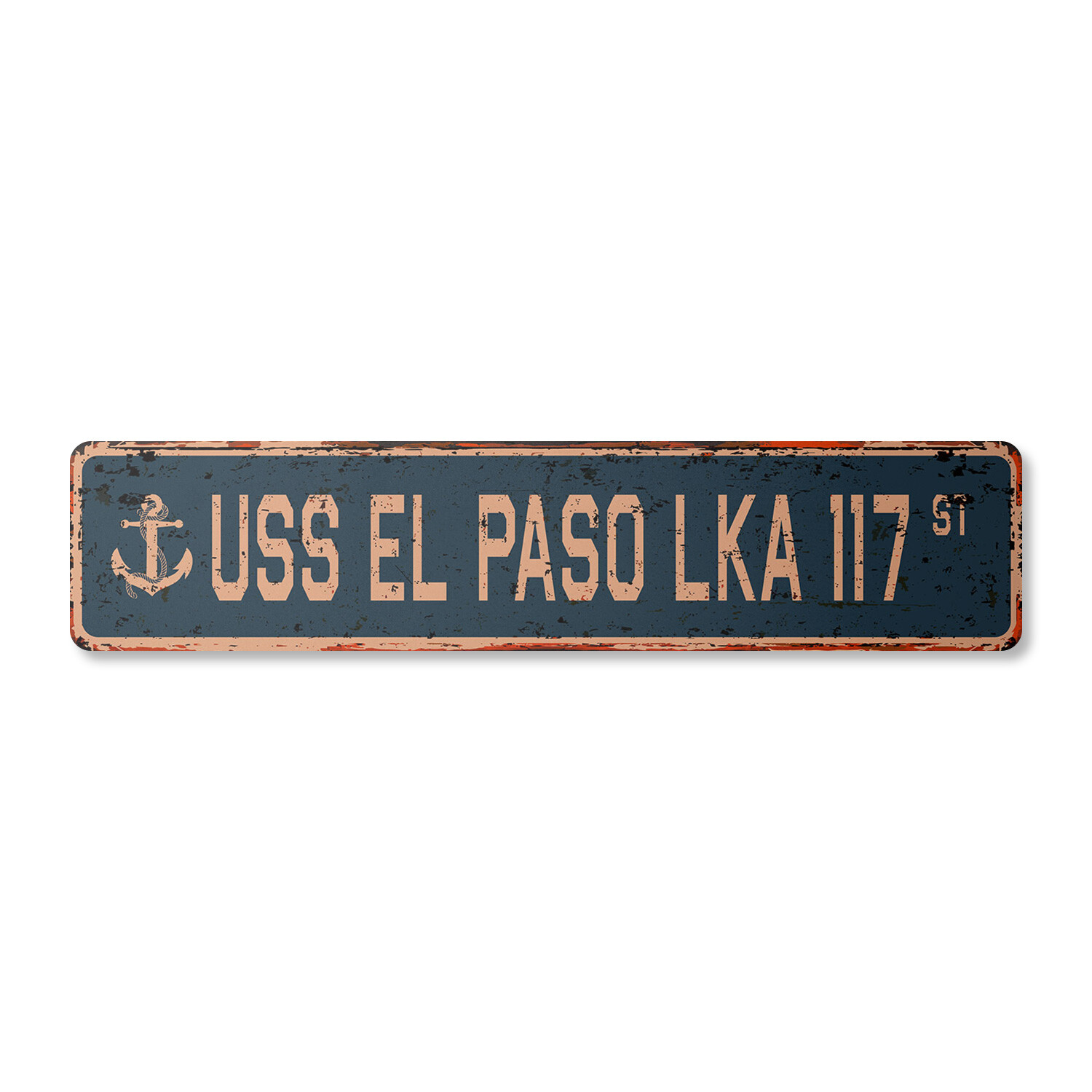USS EL PASO LKA 117 Vintage Street Sign us navy ship veteran sailor rustic gift