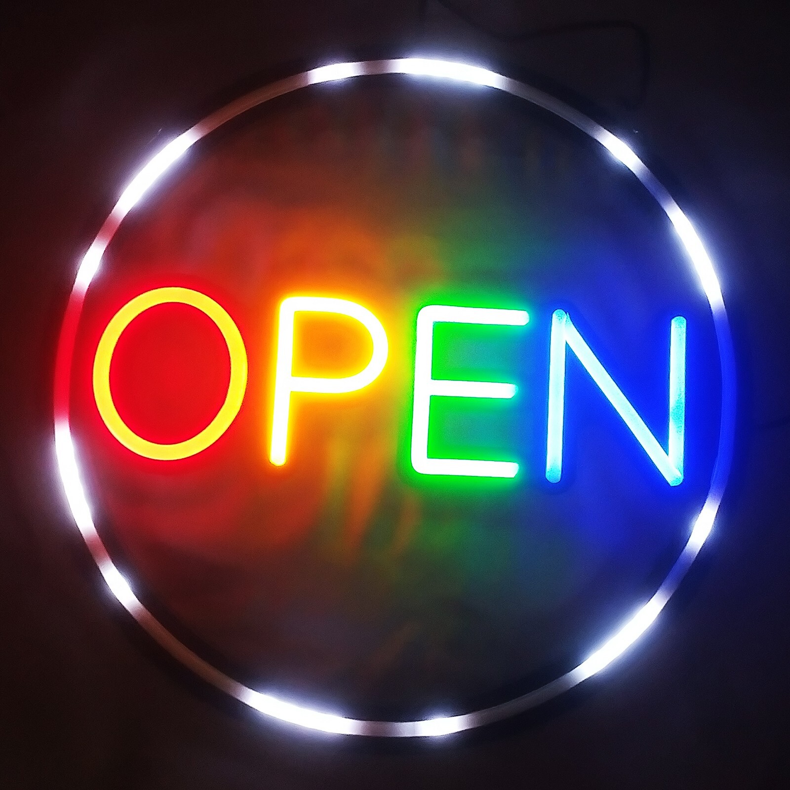 OPEN sign 12V LED Neon Tube Light Dream Full Color addressable Halo Circle Ring
