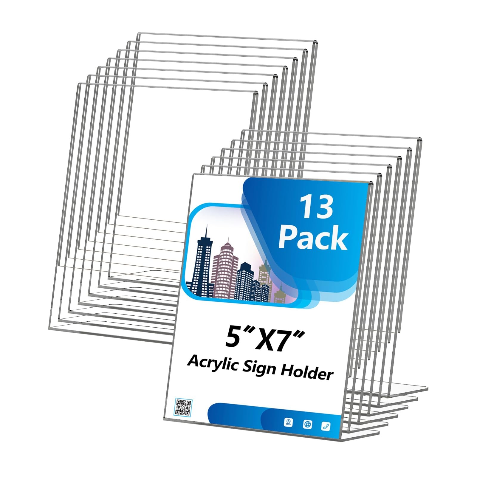Acrylic Sign Holder 5×7 Inches, 13 Pack Clear 13 Pack-l Shape-5×7,