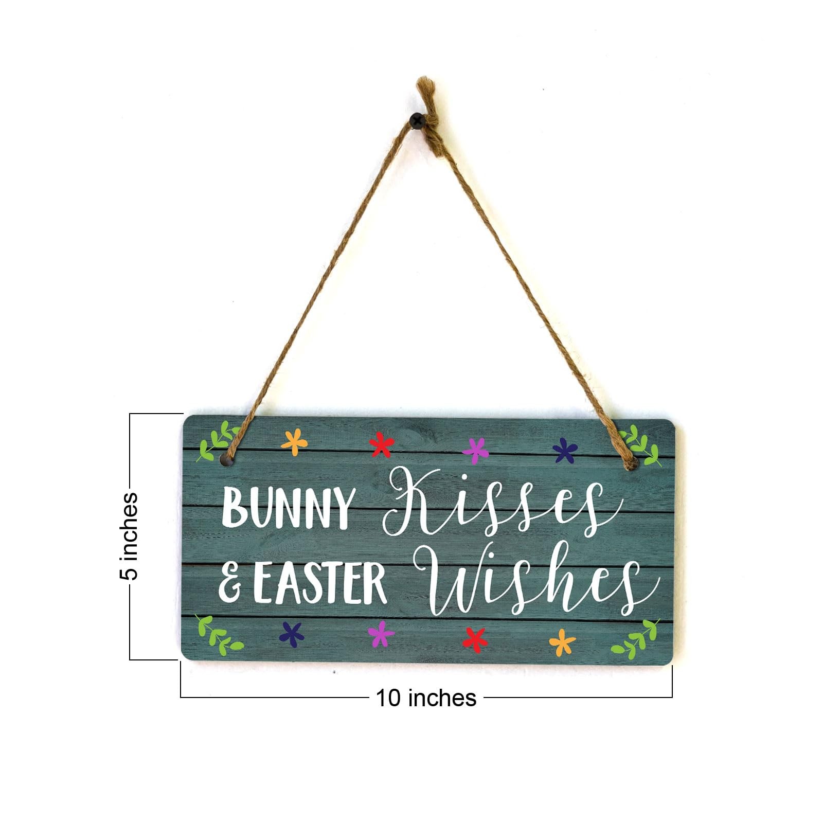 Bunny Kisses & Easter Wishes 5×10 Hanging Wall or Door Sign | Funny Religious