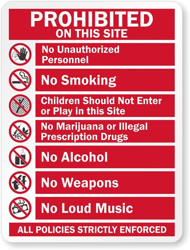 Aluminum Weatherproof Sign Business Policy Strictly Enforced Metal 8×12