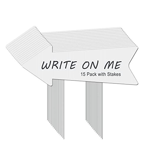15 Pack Blank Arrow Yard Signs with Stakes for Weddings Outdoor Events White …